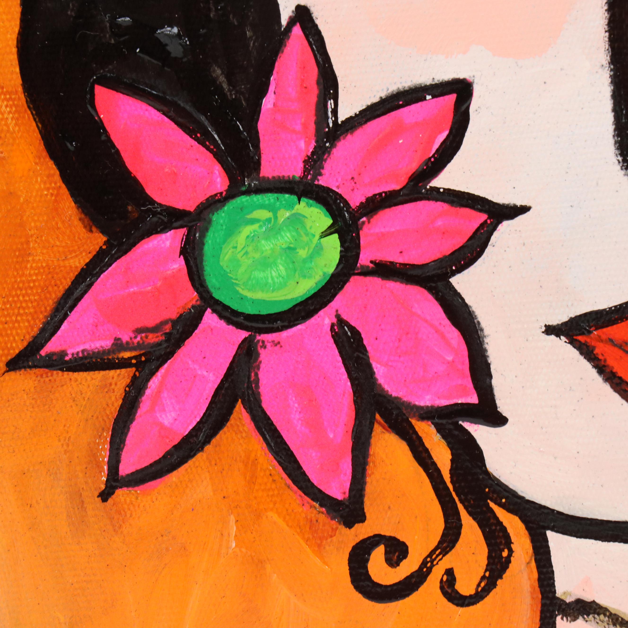 Milagros Pongo Stylized Mixed Media Portrait of Frida Kahlo "Frida," 2024