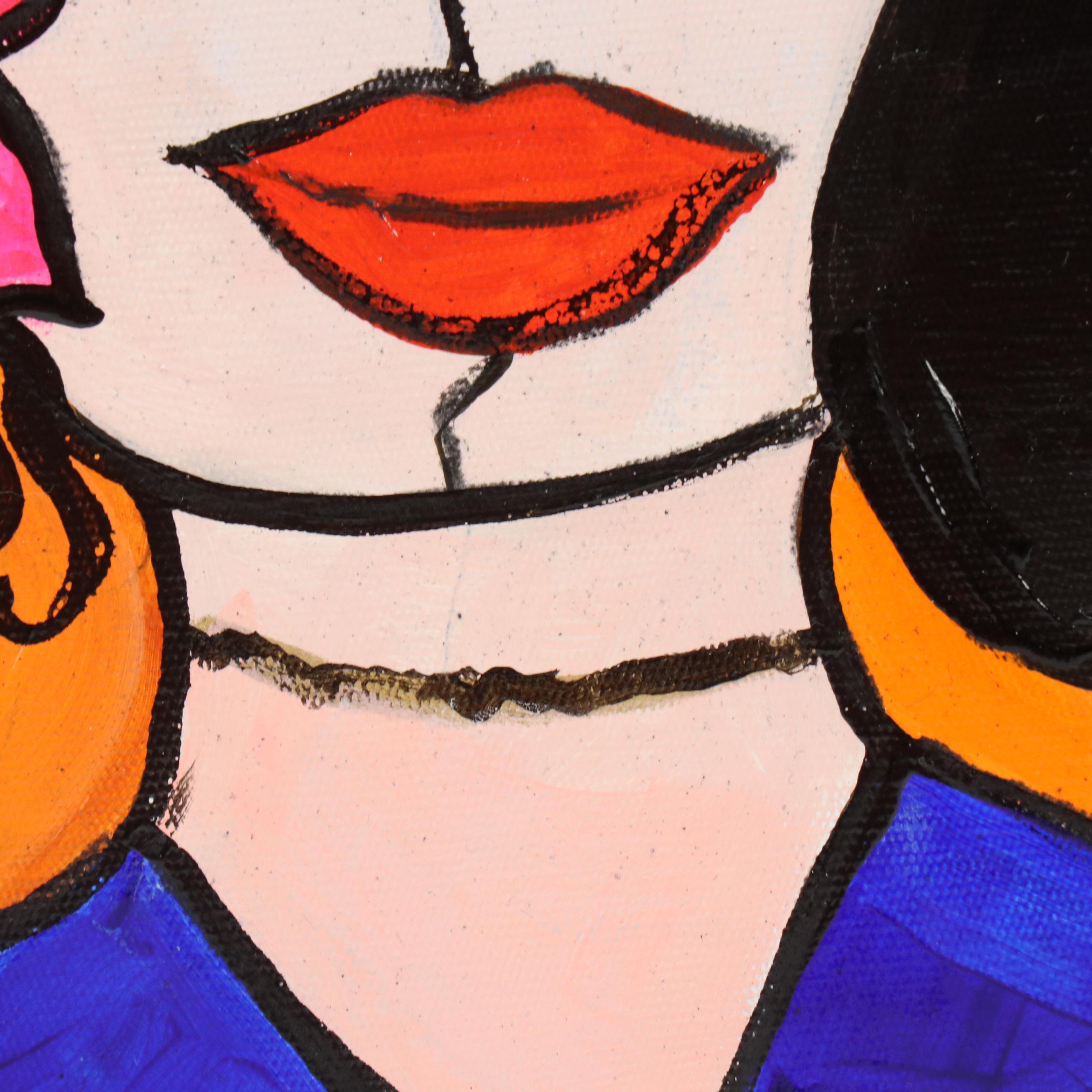 Milagros Pongo Stylized Mixed Media Portrait of Frida Kahlo "Frida," 2024