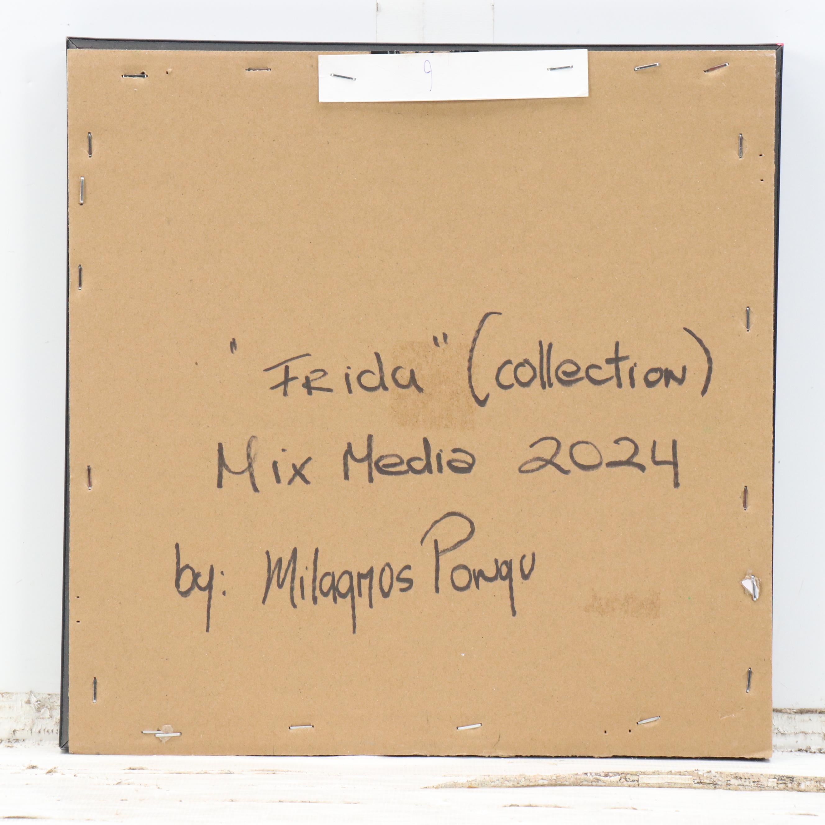 Milagros Pongo Stylized Mixed Media Portrait of Frida Kahlo "Frida," 2024