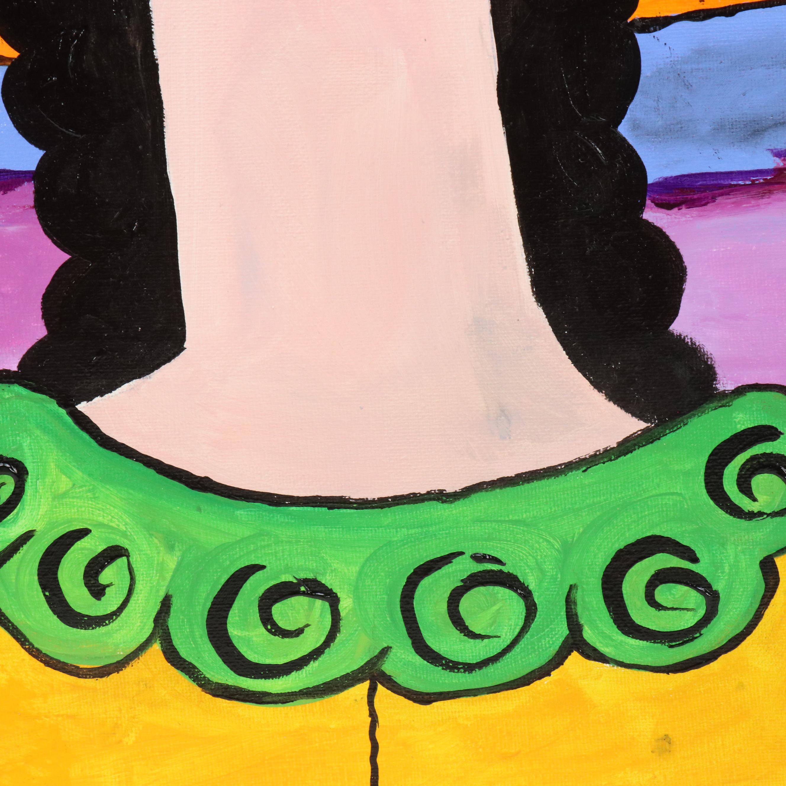 Milagros Pongo Stylized Mixed Media Portrait of Frida Kahlo "Matilde"