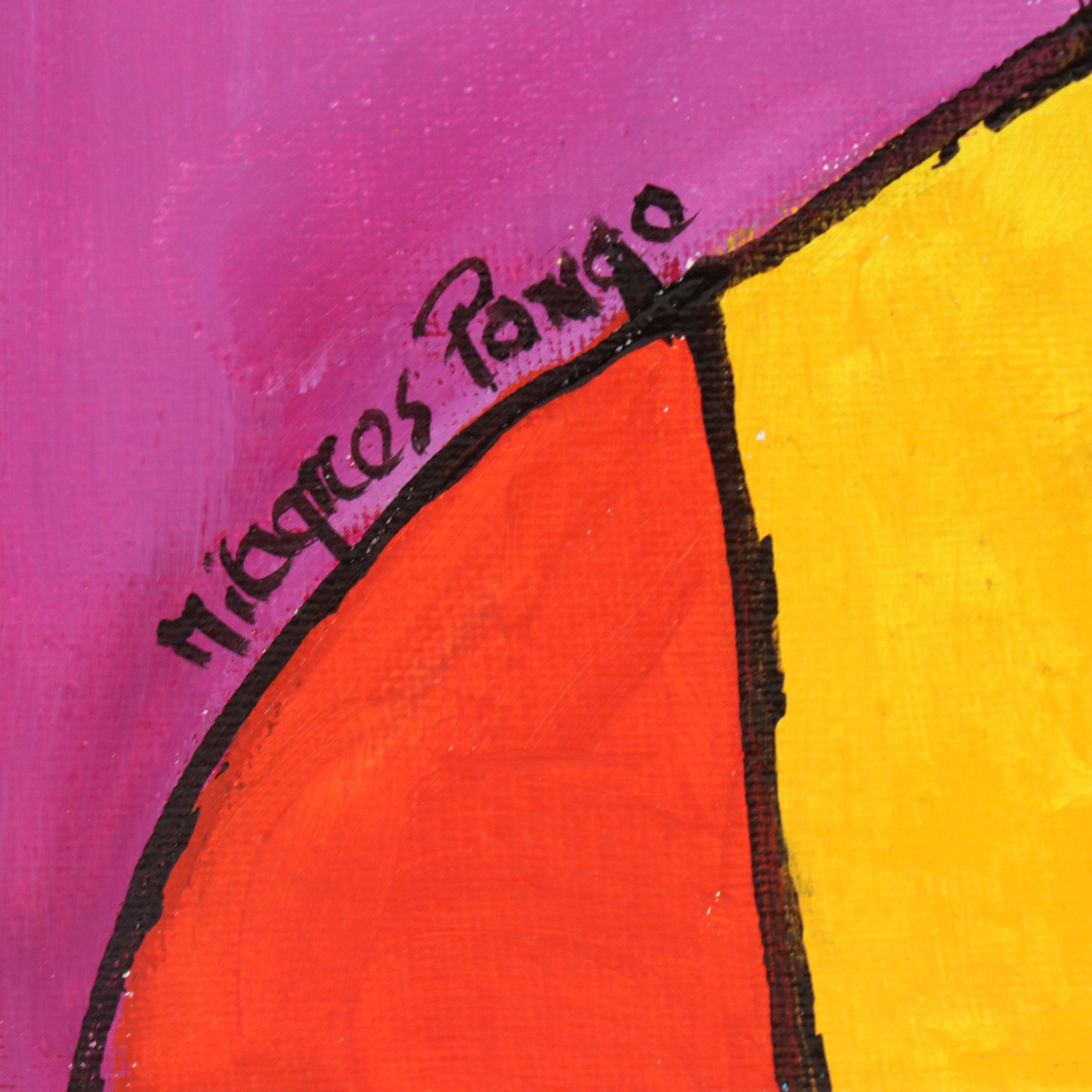 Milagros Pongo Stylized Mixed Media Portrait of Frida Kahlo "Matilde"