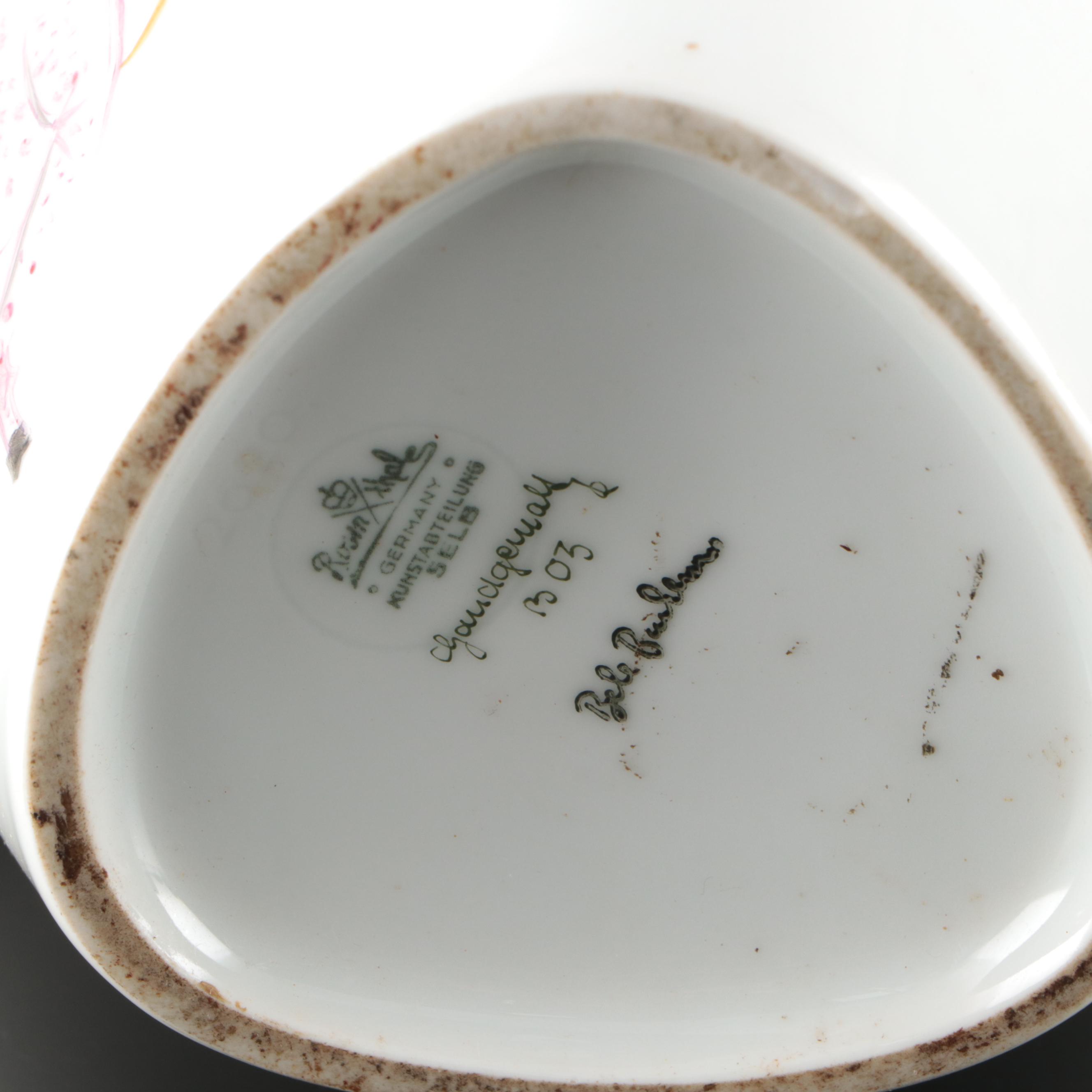 Bele Bachem for Rosenthal Hand-Painted Porcelain Vase