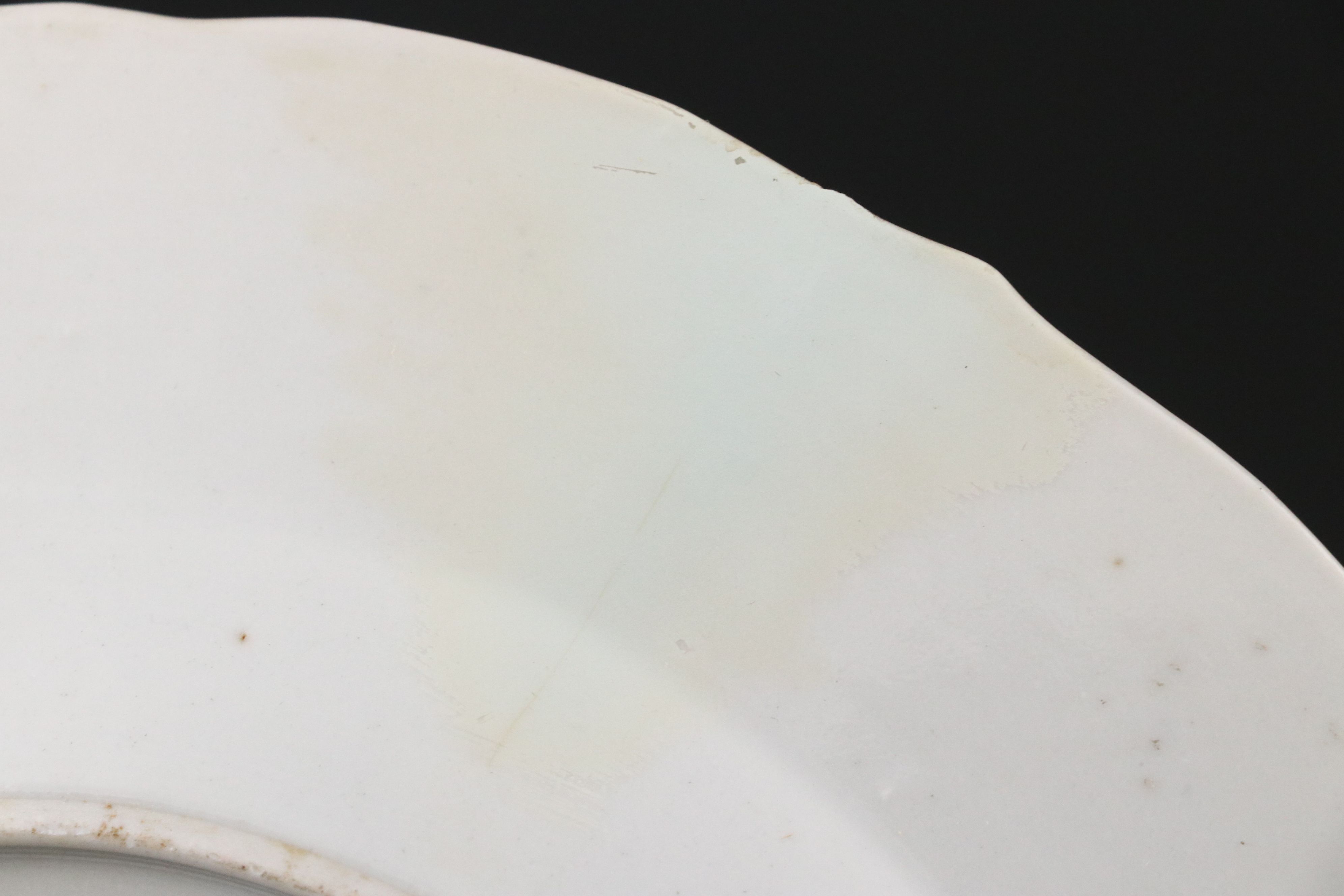 English Porcelain Pseudo Tobacco Leaf Soup Plates, Late 18th Century