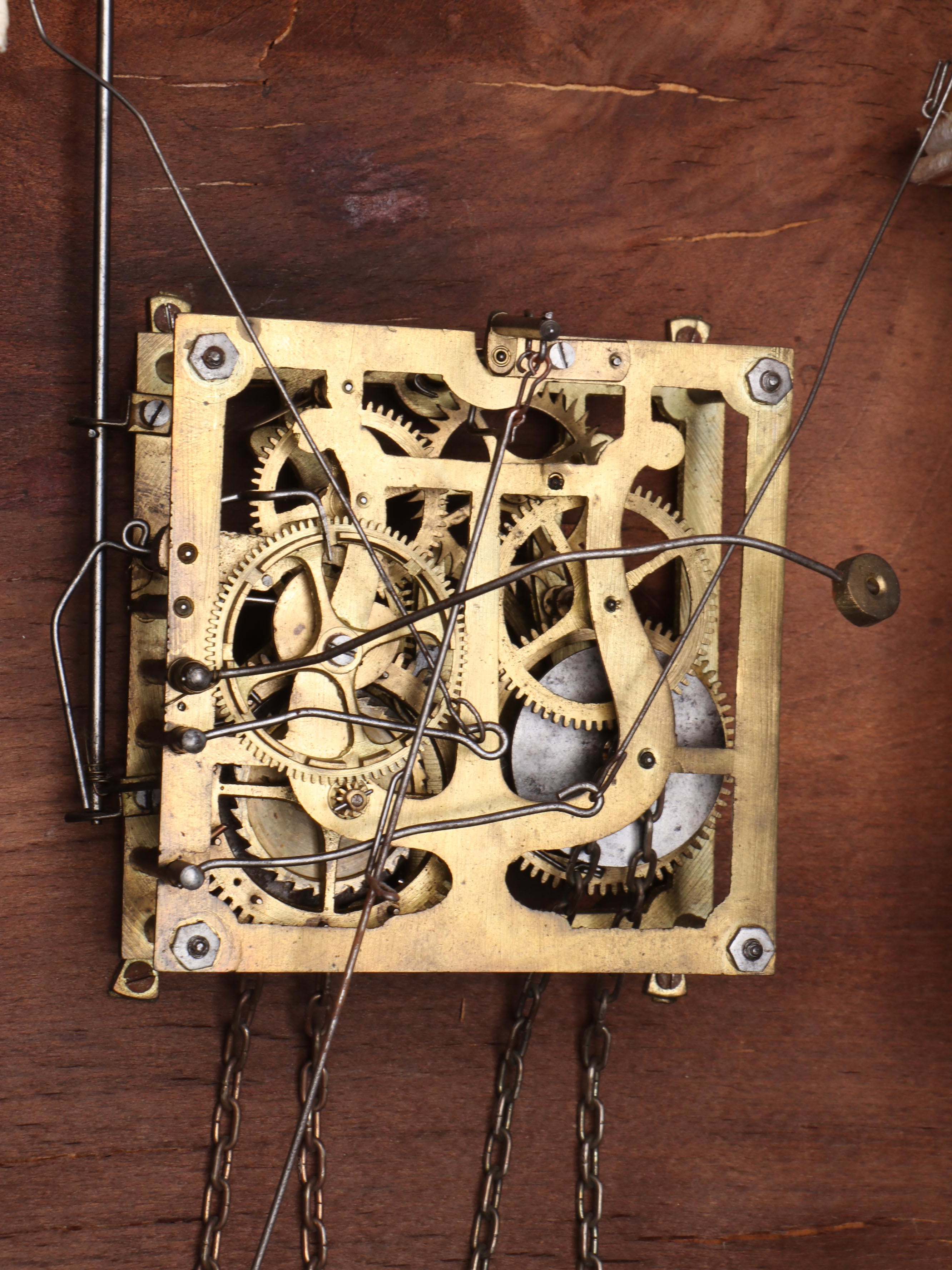 German Black Forest Style Carved Walnut Hunting Trophies Cuckoo Clock