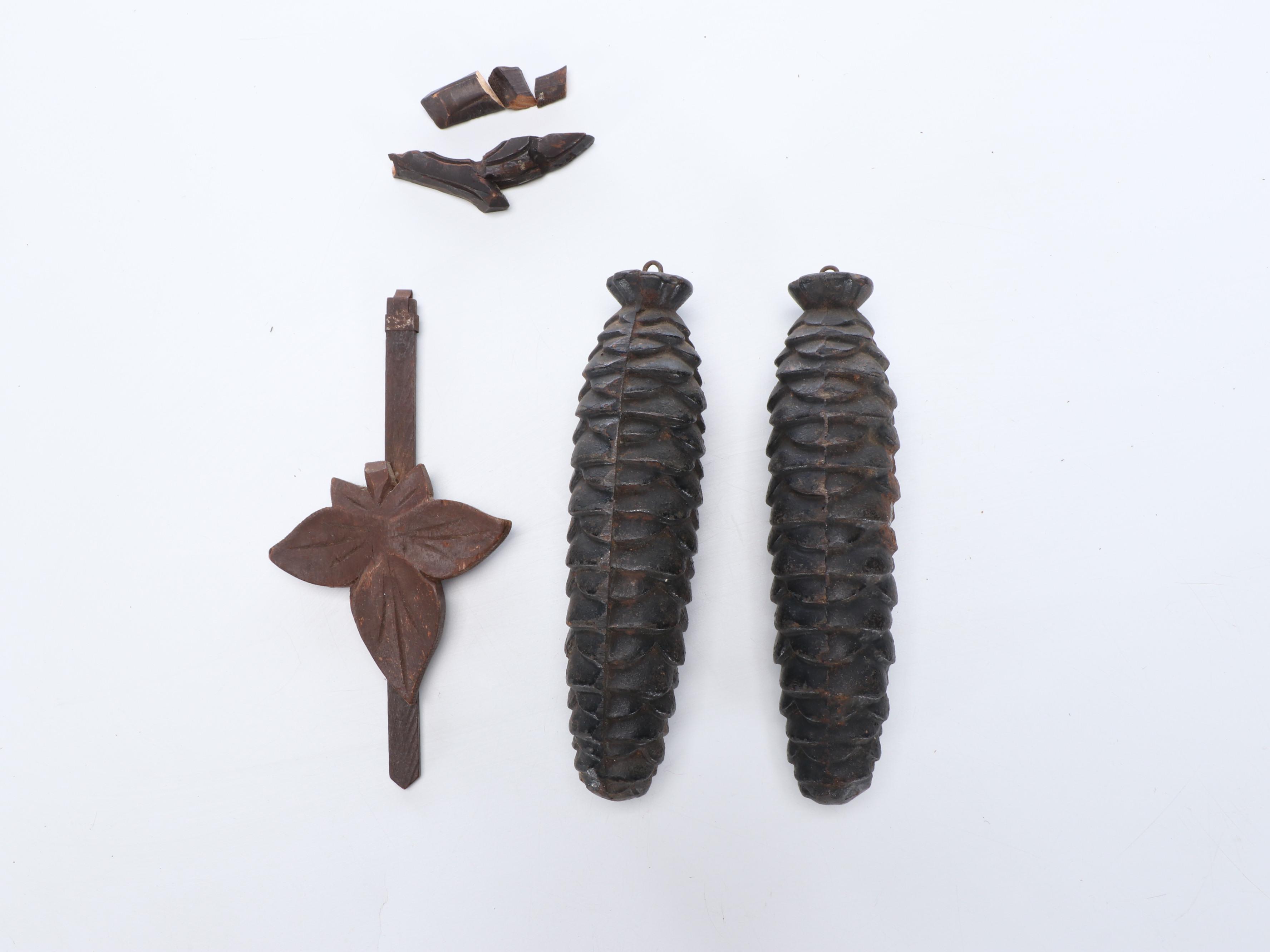 German Black Forest Style Carved Walnut Hunting Trophies Cuckoo Clock