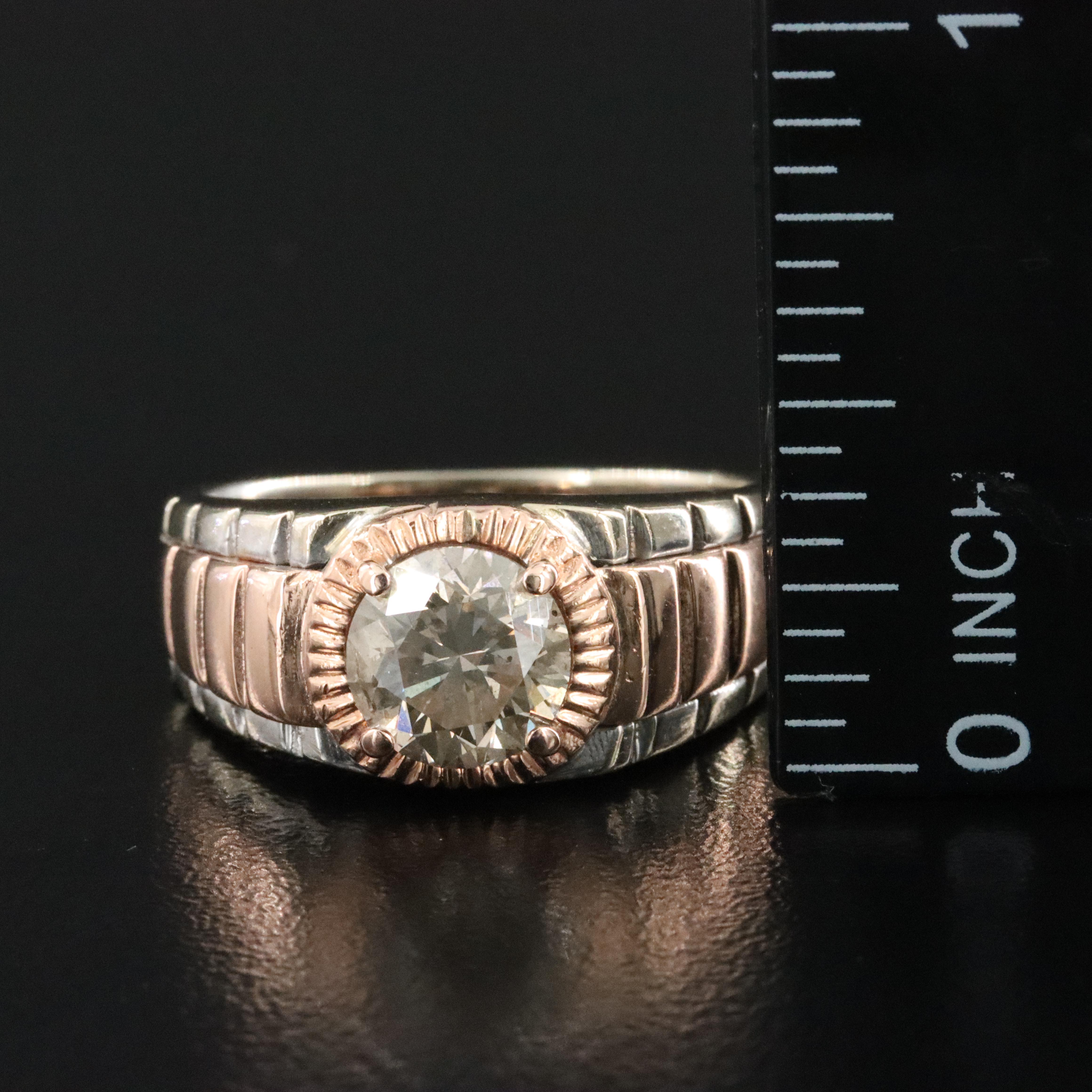 14K 1.68 CT Diamond Solitaire Ring with Rose Gold Accents