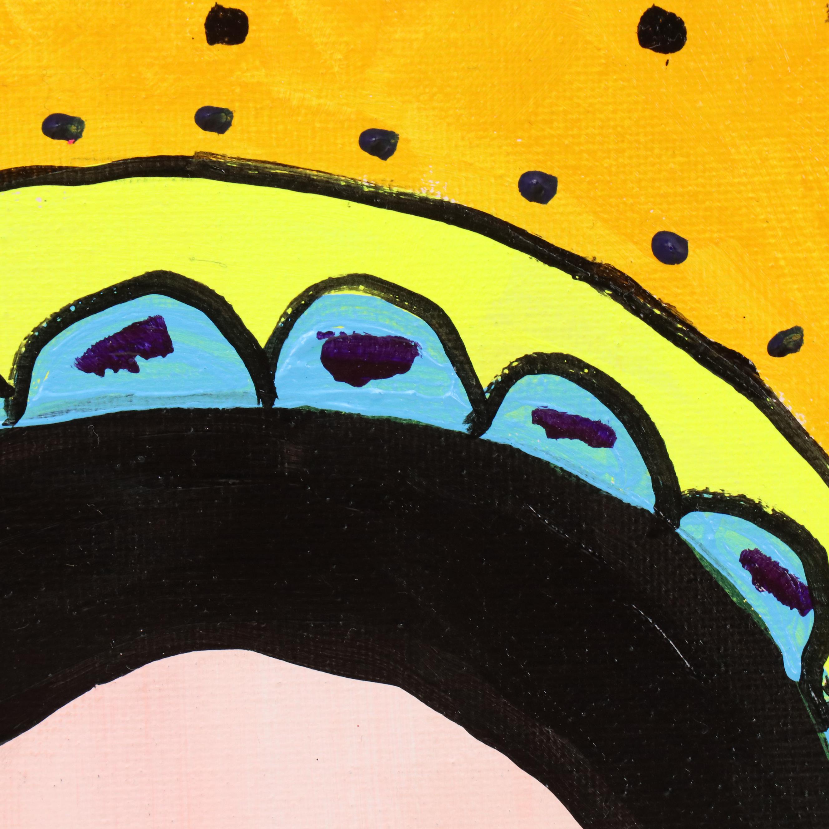 Milagros Pongo Stylized Mixed Media Portrait "Angel," 21st Century