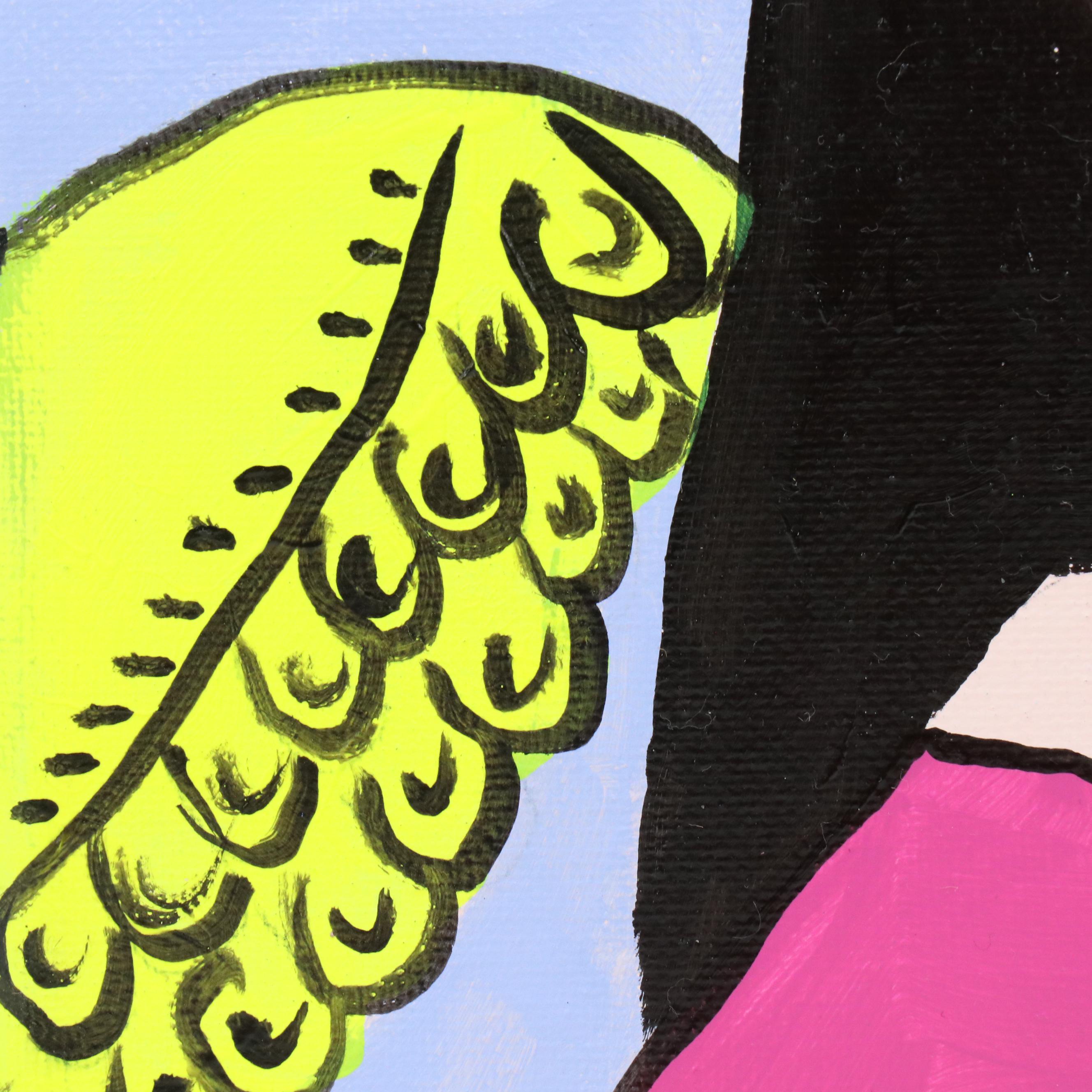 Milagros Pongo Stylized Mixed Media Portrait "Angel," 21st Century