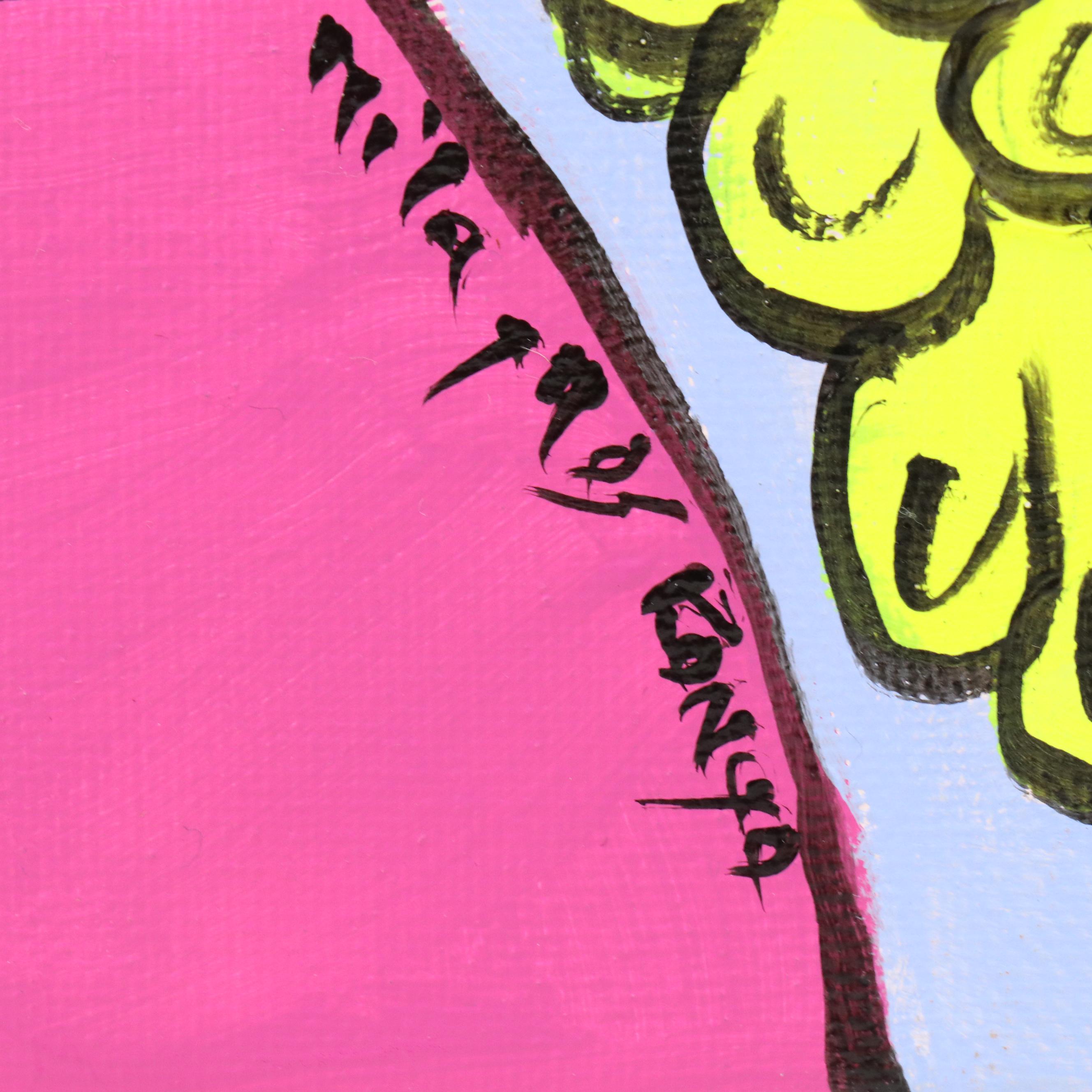 Milagros Pongo Stylized Mixed Media Portrait "Angel," 21st Century