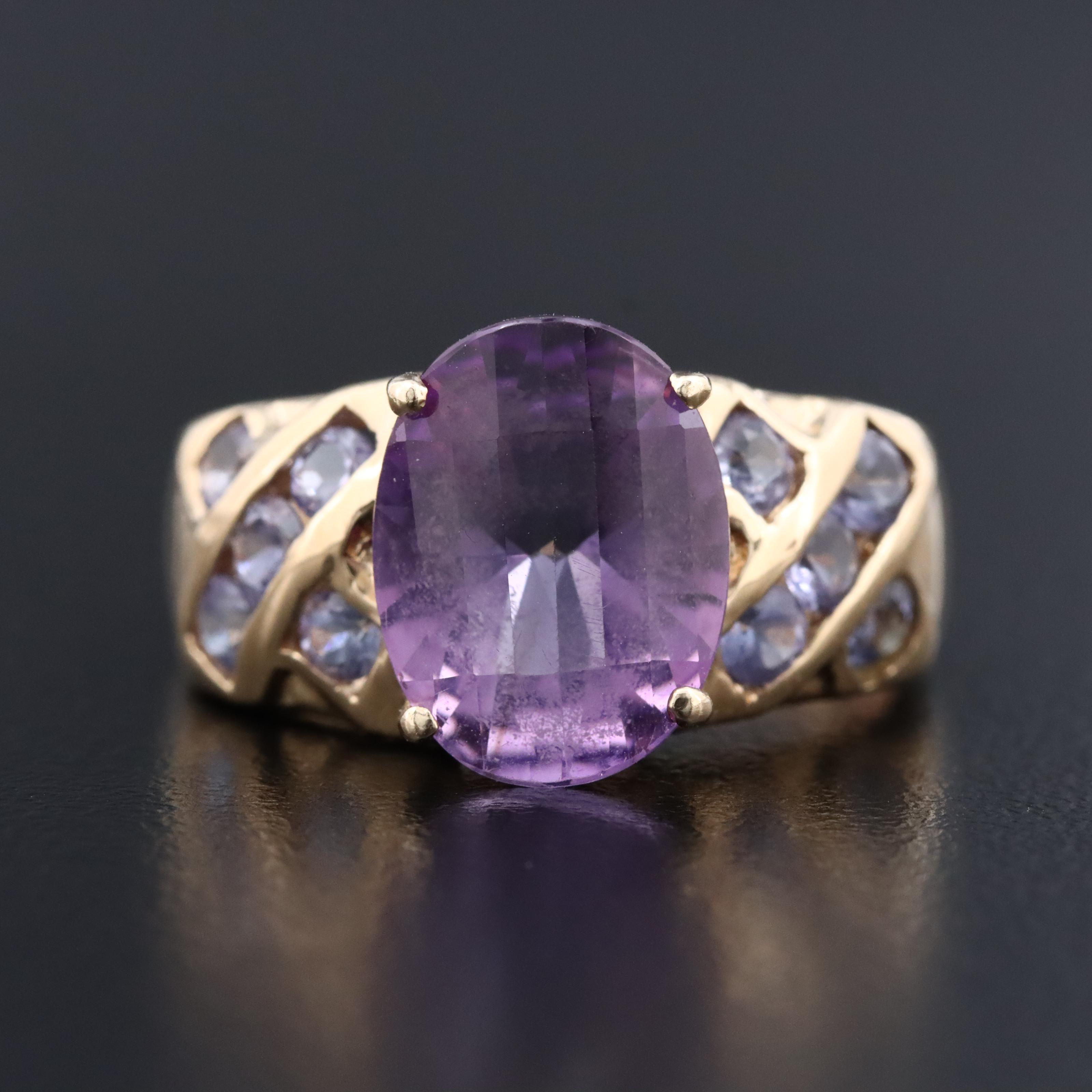 10K Amethyst and Tanzanite Ring