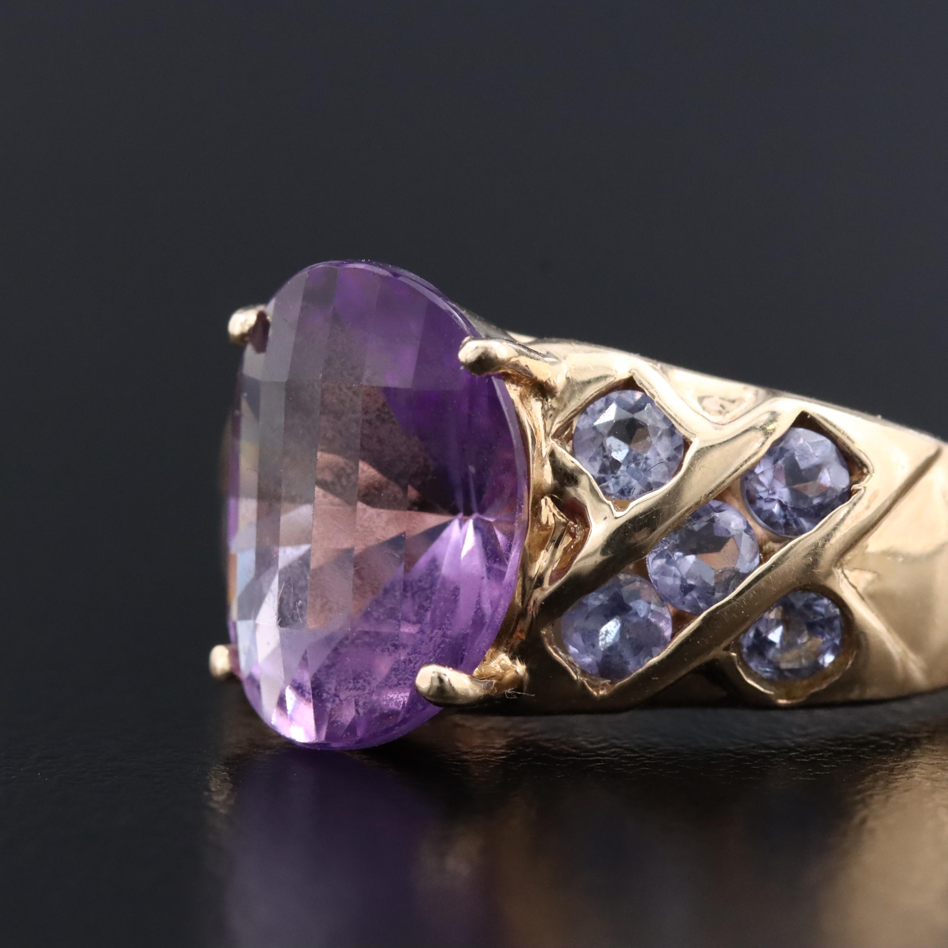 10K Amethyst and Tanzanite Ring