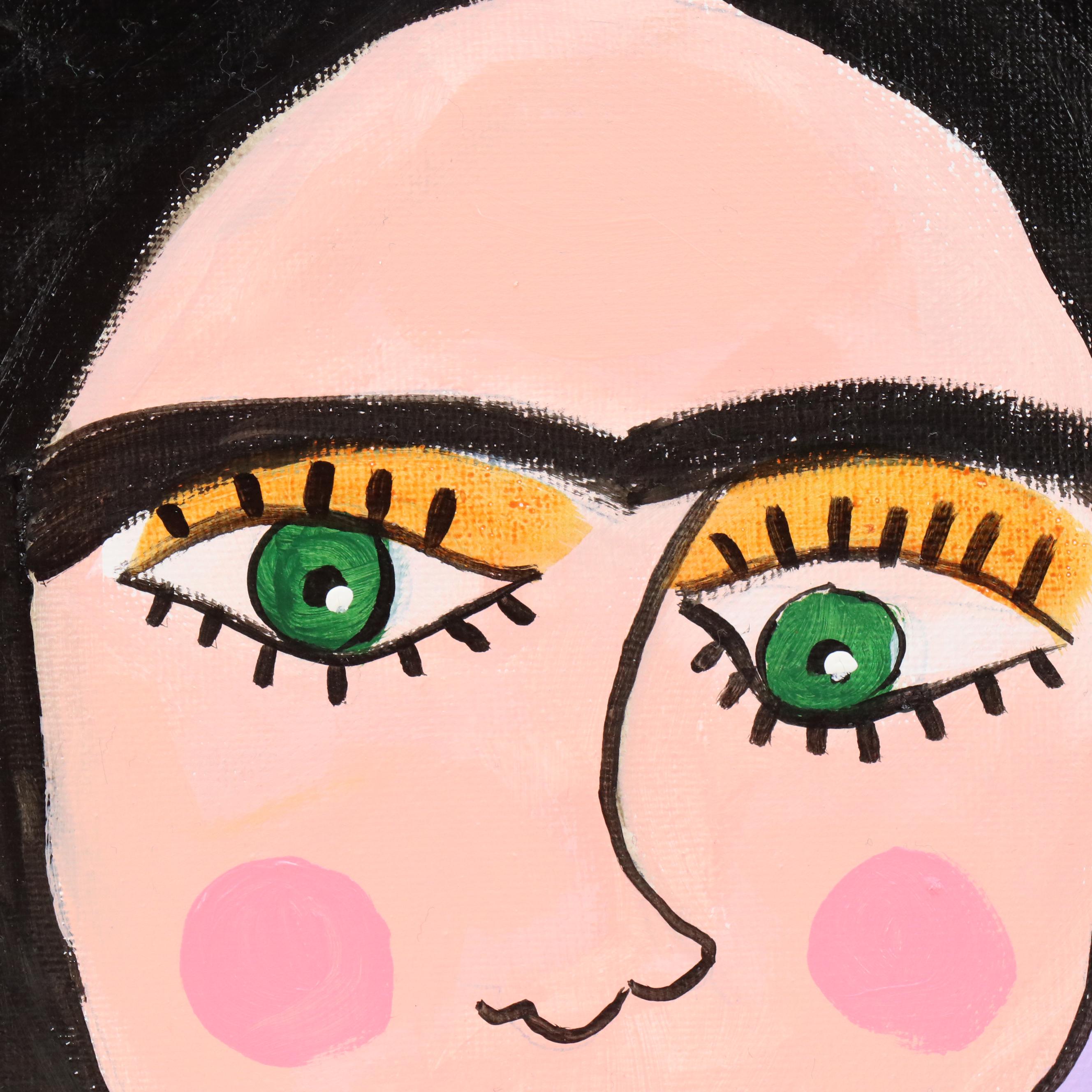 Milagros Pongo Stylized Mixed Media Portrait of Frida Kahlo "Oaxaca Lady"