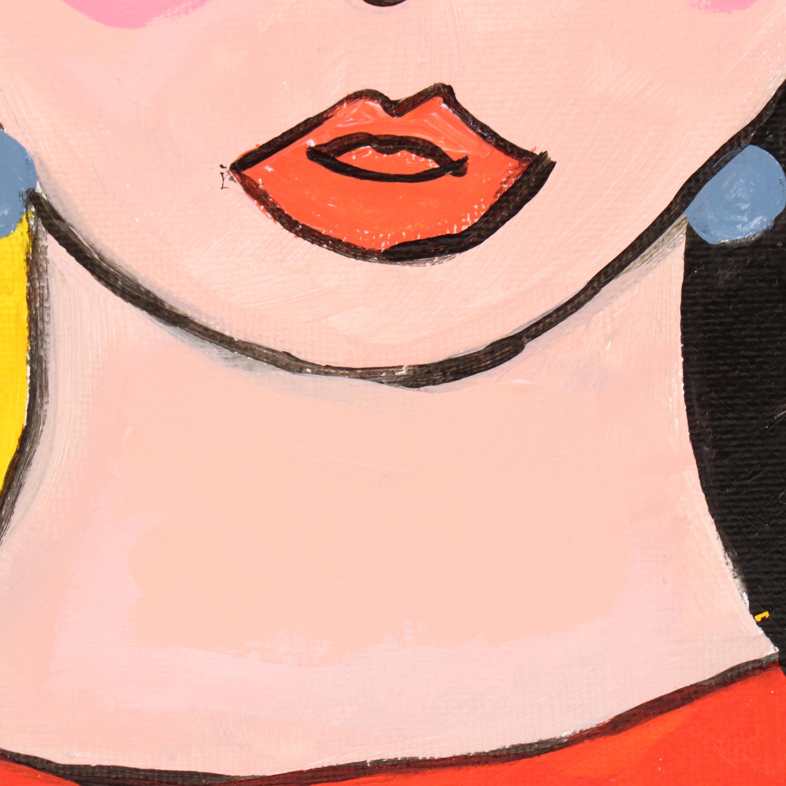 Milagros Pongo Stylized Mixed Media Portrait of Frida Kahlo "Oaxaca Lady"