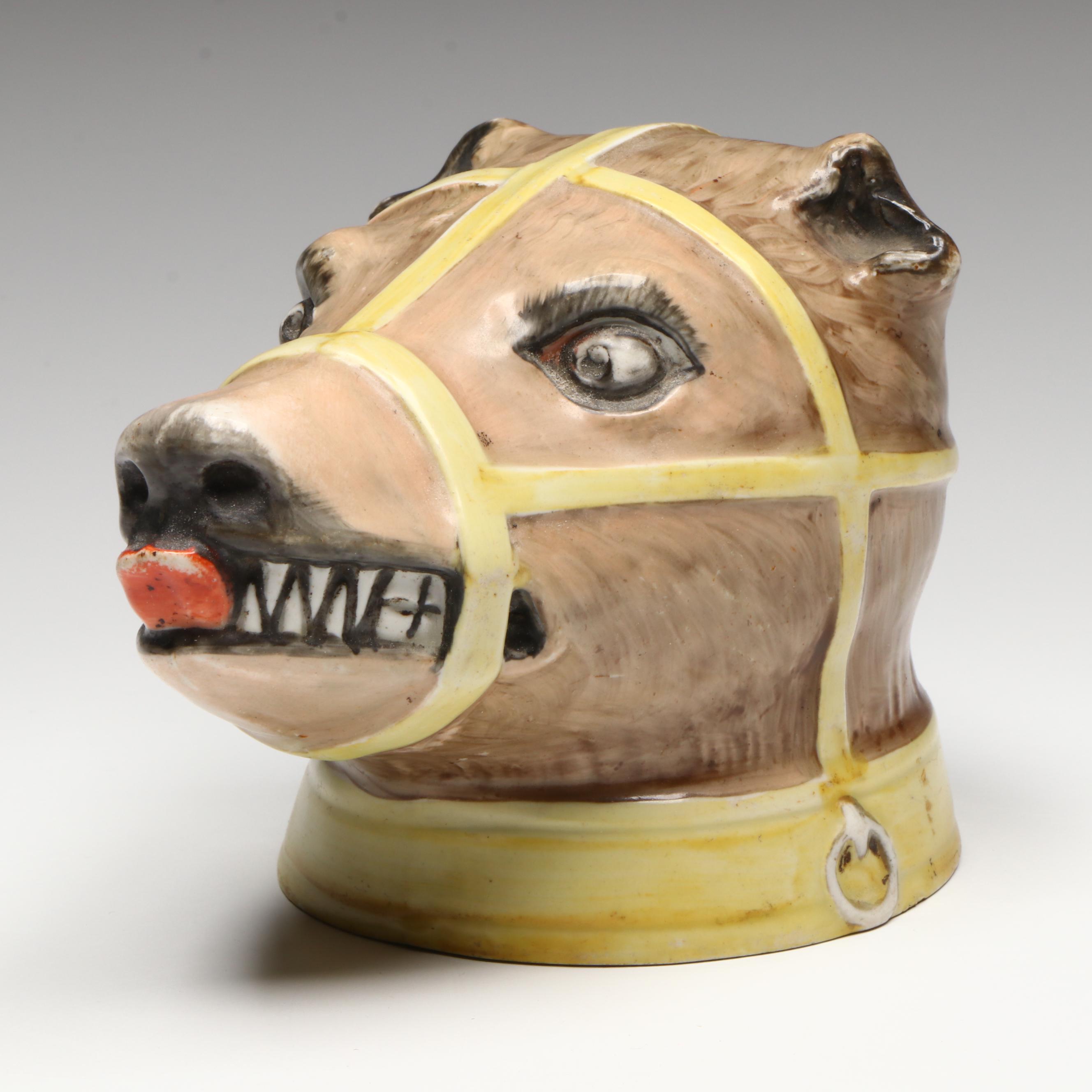 Staffordshire Baiting Bear Head Jug Cover, Early to Mid-19th Century