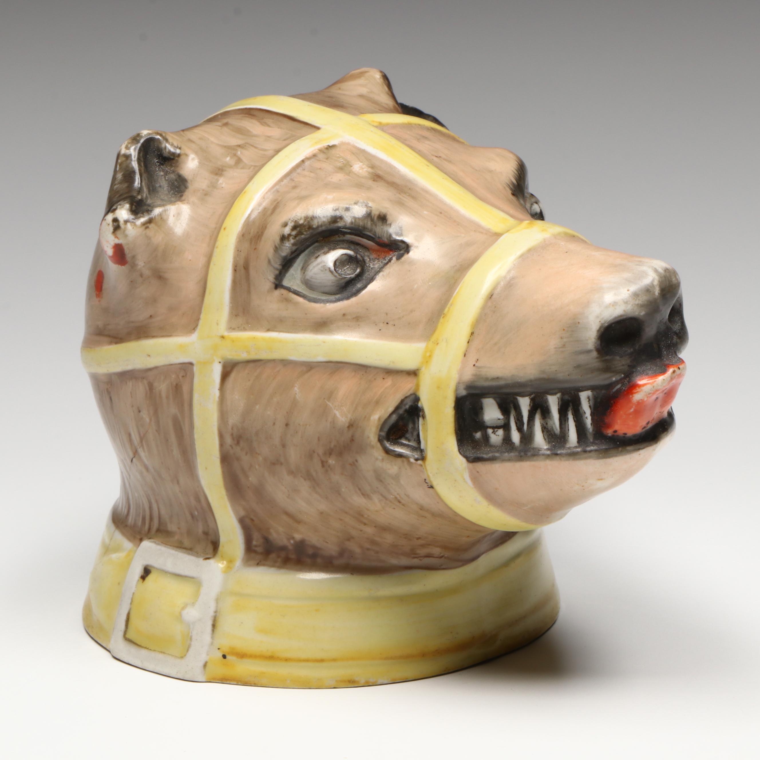 Staffordshire Baiting Bear Head Jug Cover, Early to Mid-19th Century