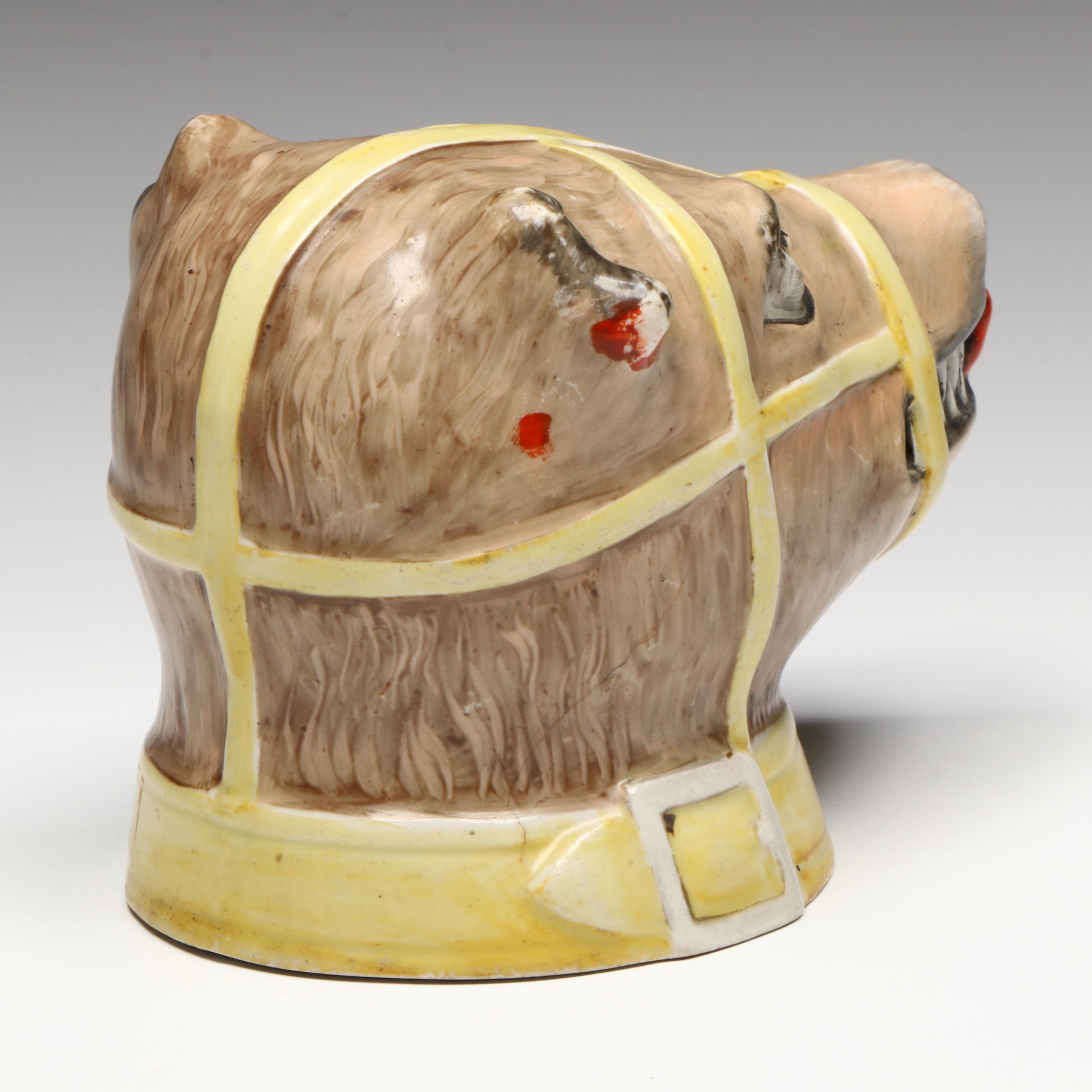 Staffordshire Baiting Bear Head Jug Cover, Early to Mid-19th Century