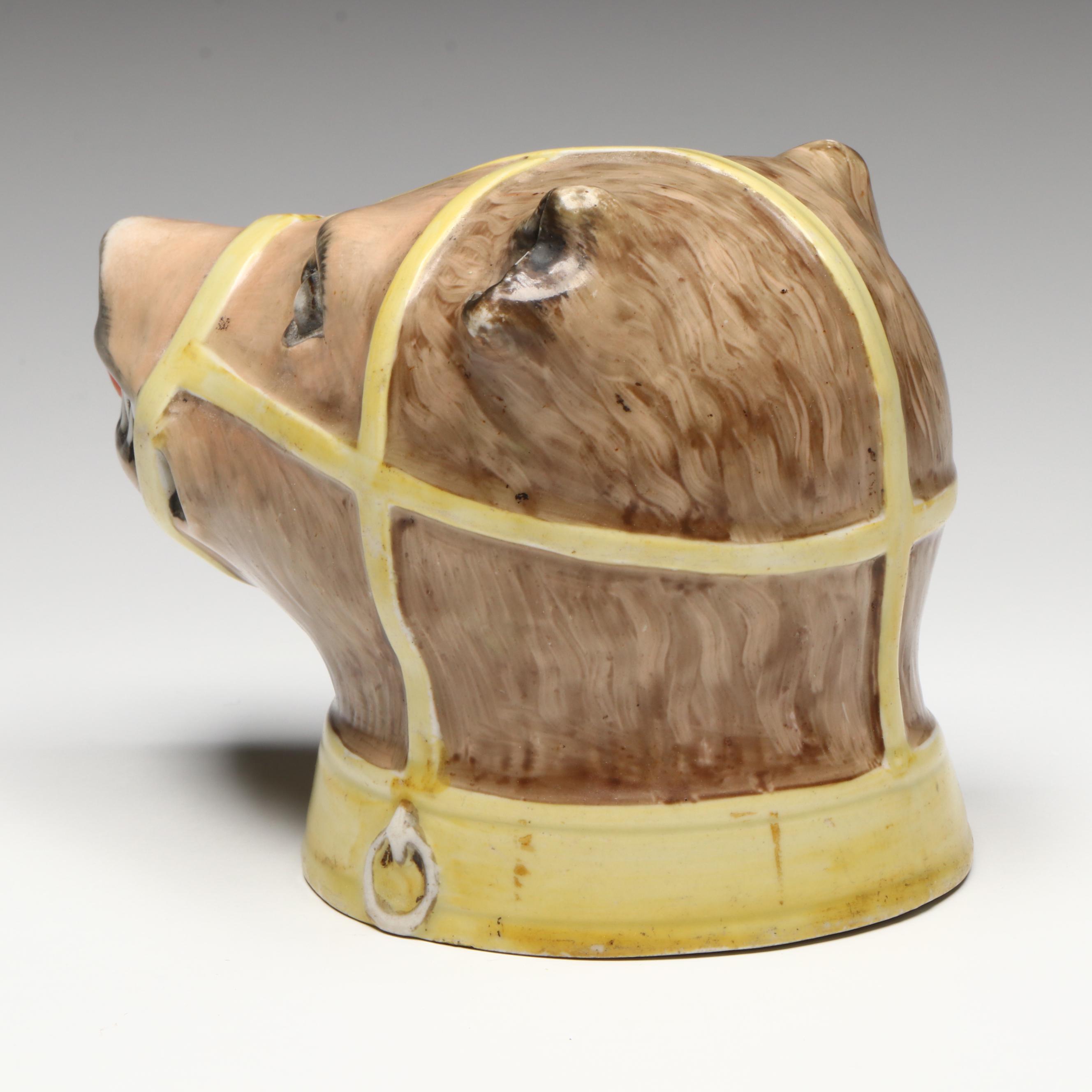 Staffordshire Baiting Bear Head Jug Cover, Early to Mid-19th Century