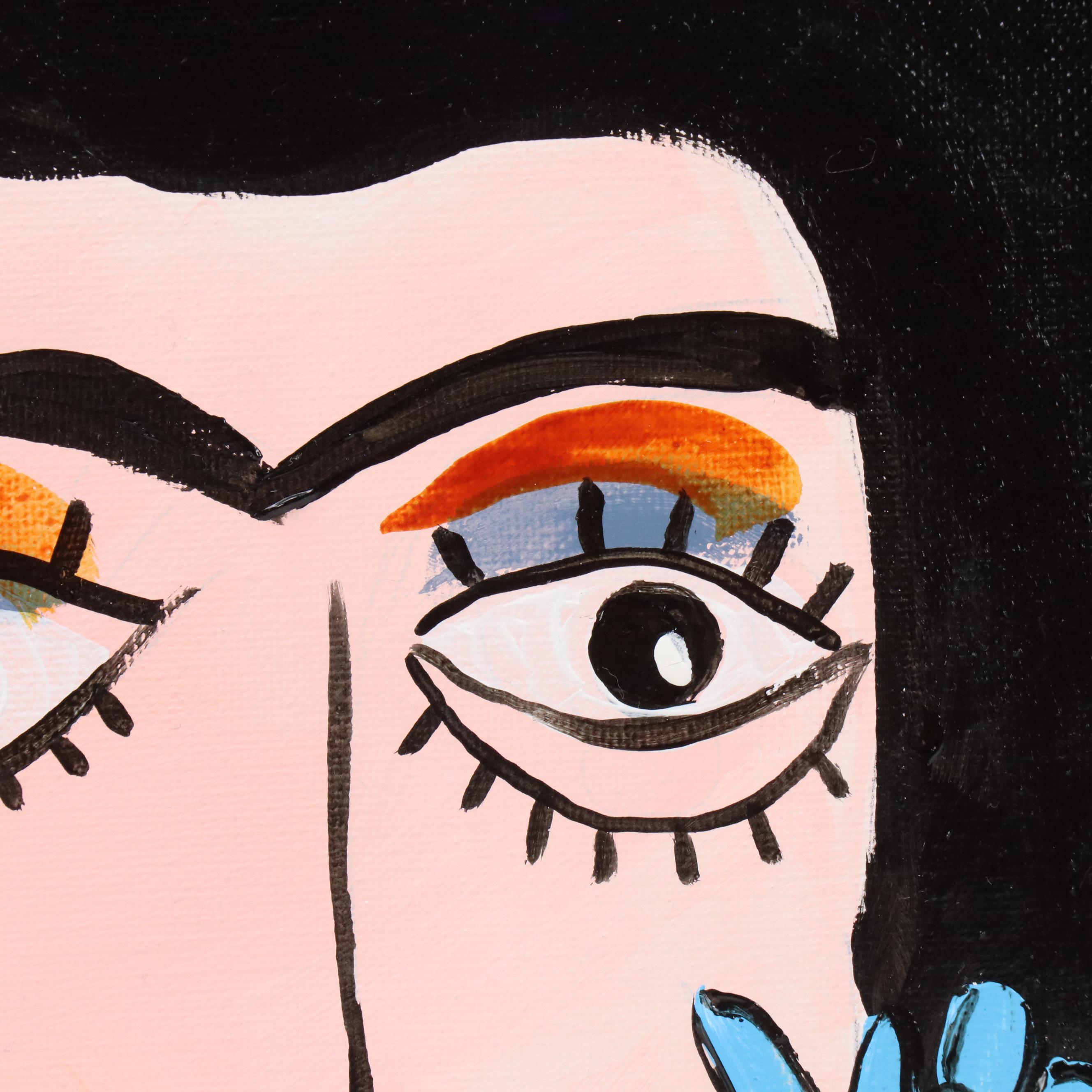 Milagros Pongo Stylized Mixed Media Portrait of Frida Kahlo "Frida"