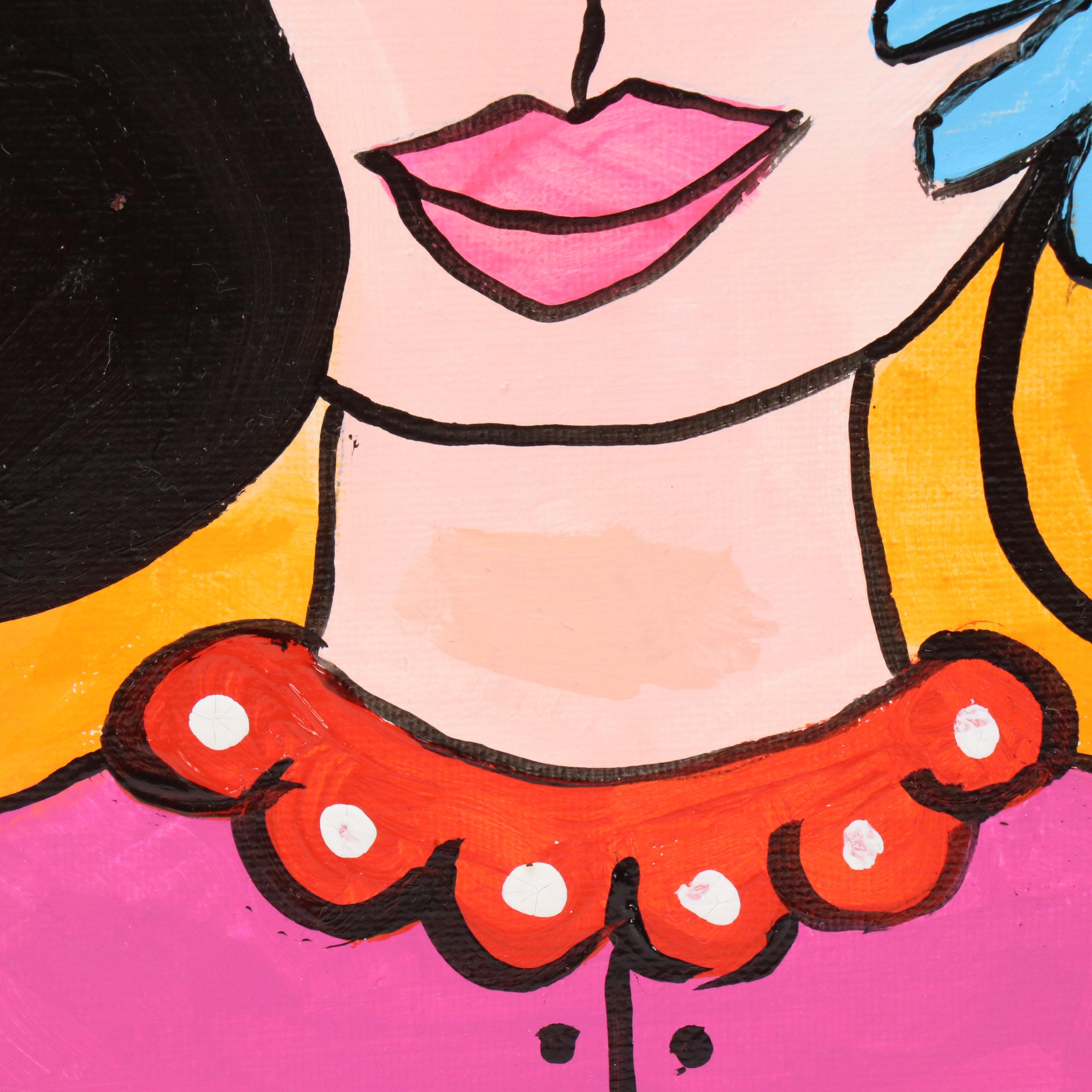 Milagros Pongo Stylized Mixed Media Portrait of Frida Kahlo "Frida"