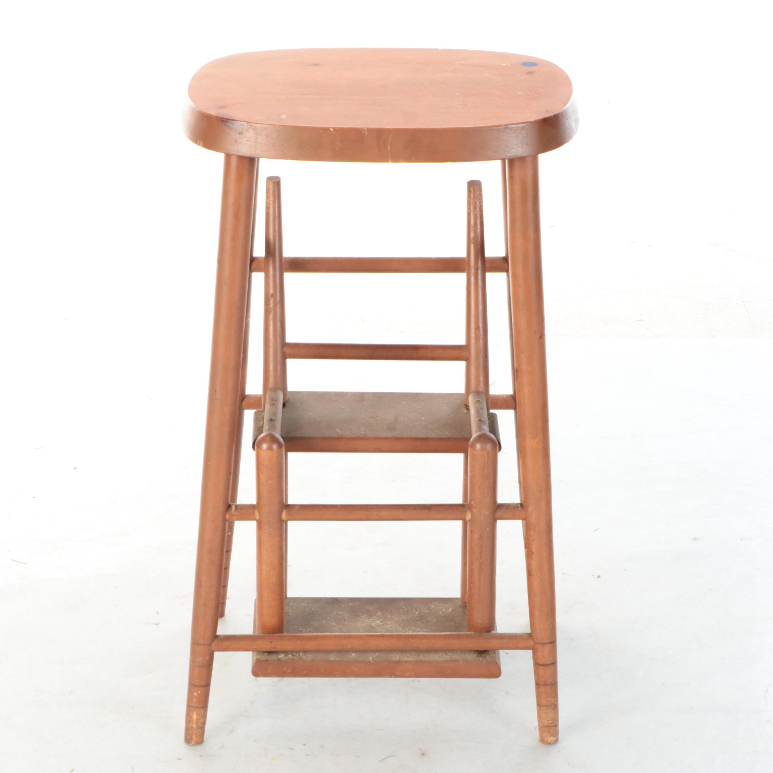 Wood Metamorphic Stool, 20th Century