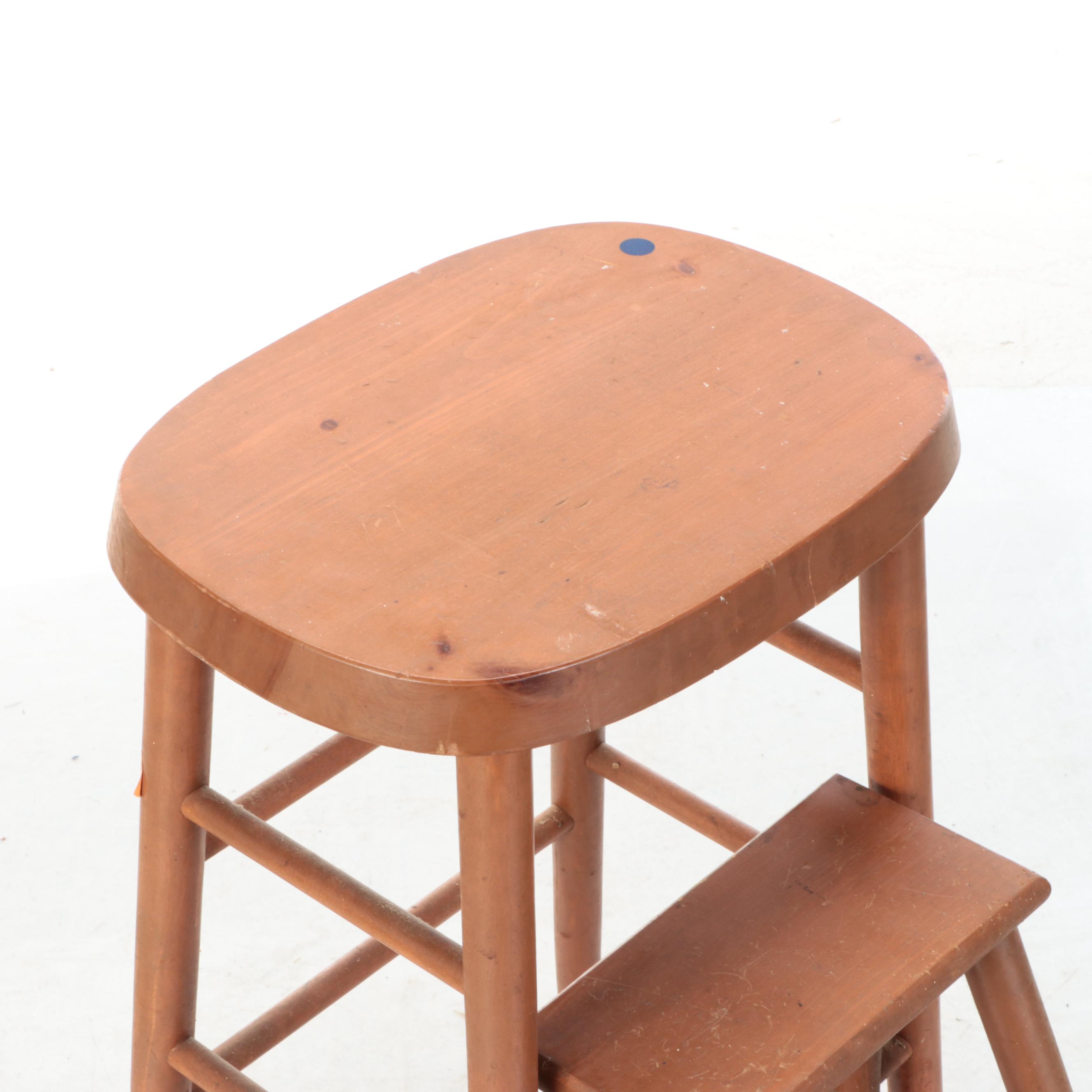 Wood Metamorphic Stool, 20th Century