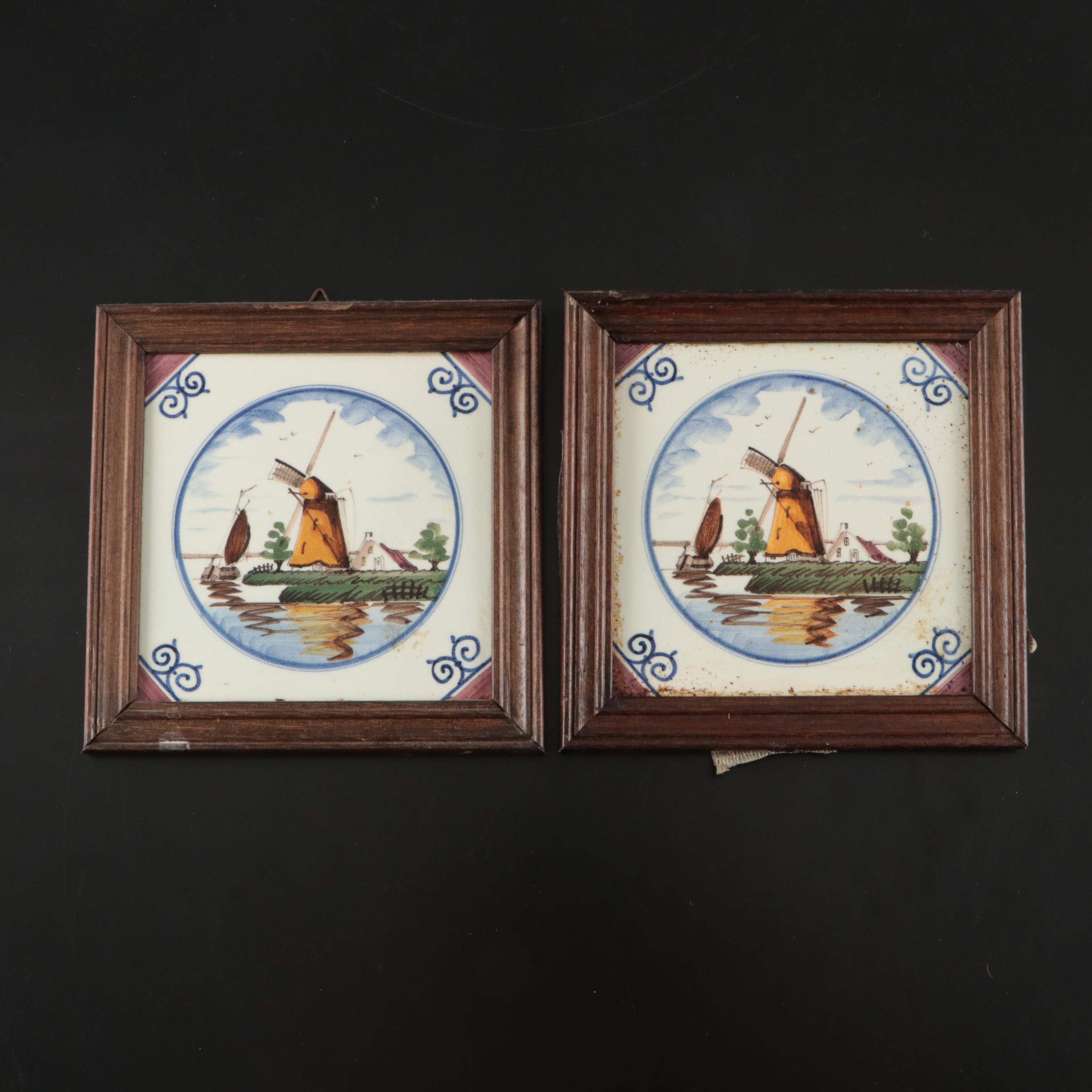 Delft Dutch Windmill Scene Porcelain Tiles