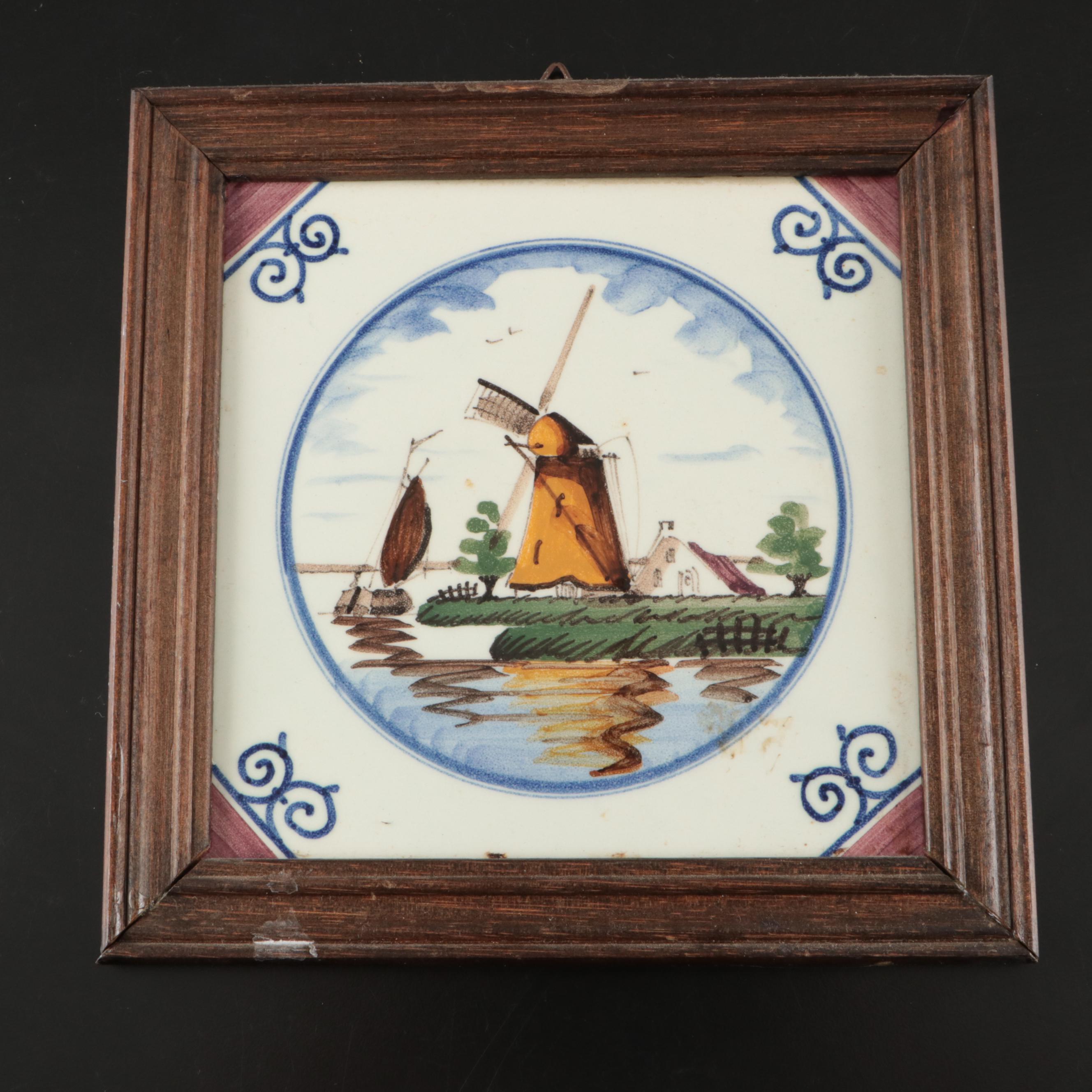 Delft Dutch Windmill Scene Porcelain Tiles