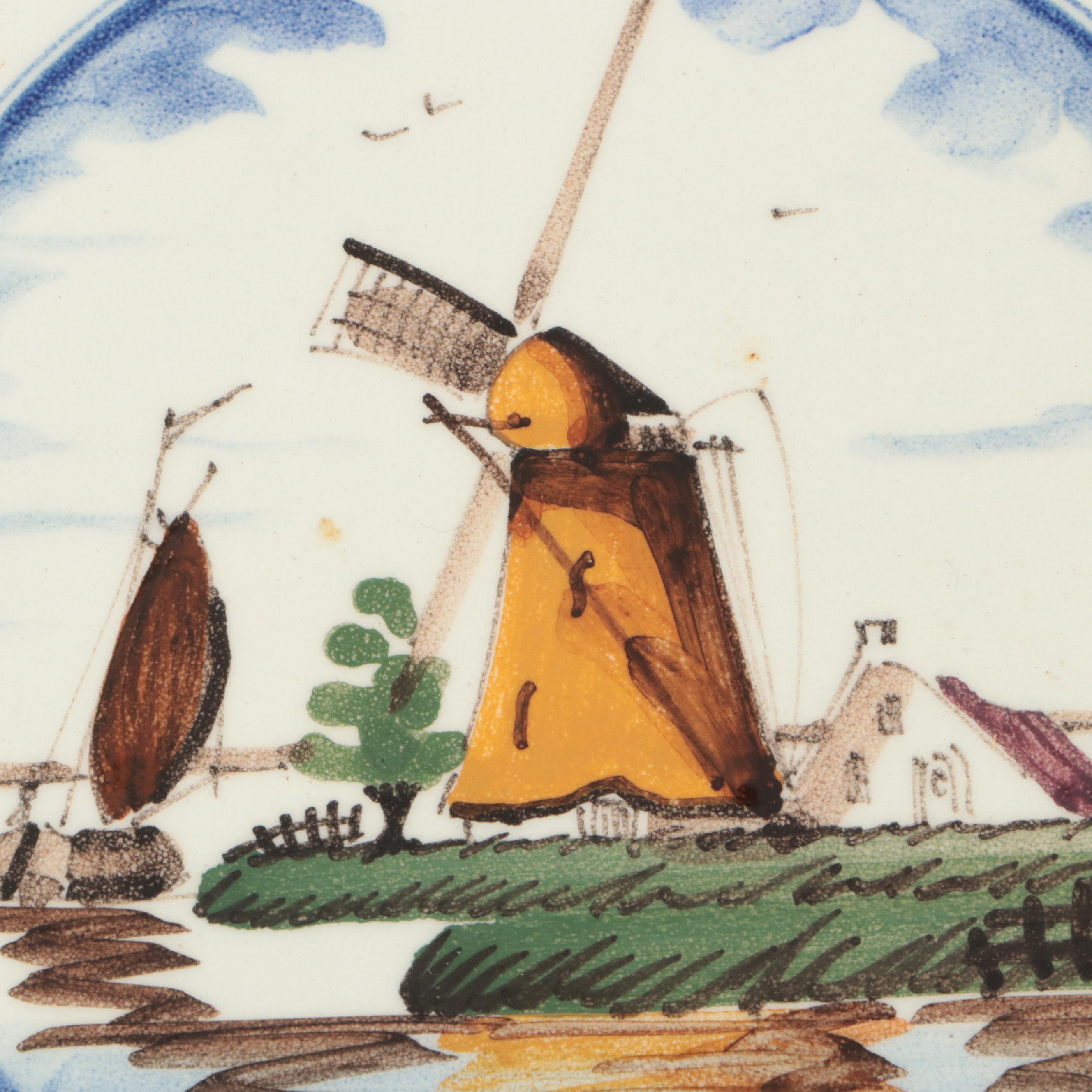 Delft Dutch Windmill Scene Porcelain Tiles