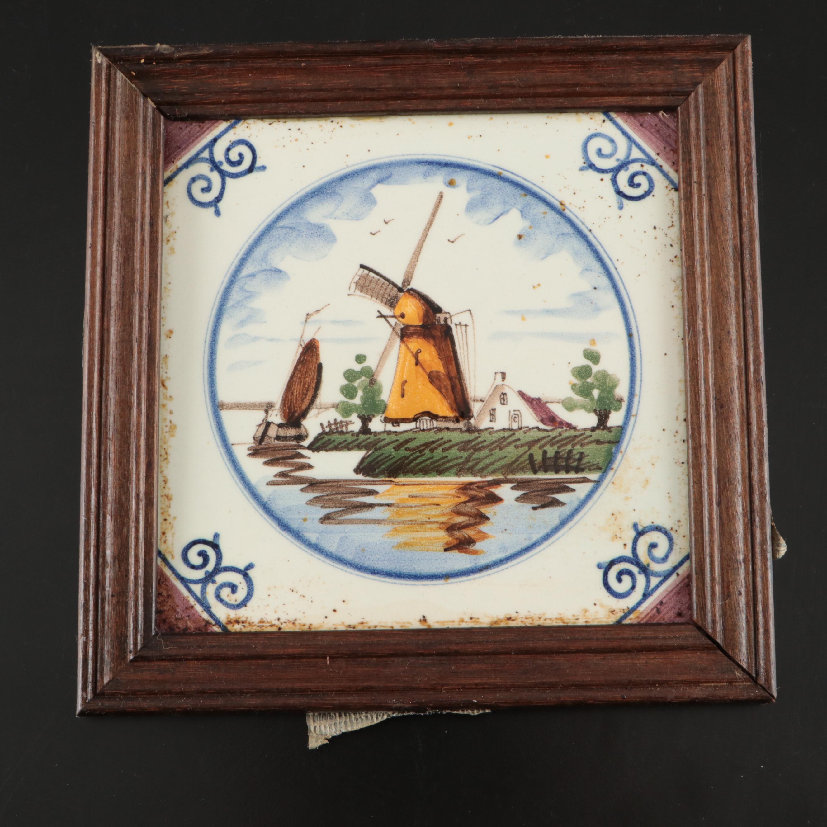 Delft Dutch Windmill Scene Porcelain Tiles