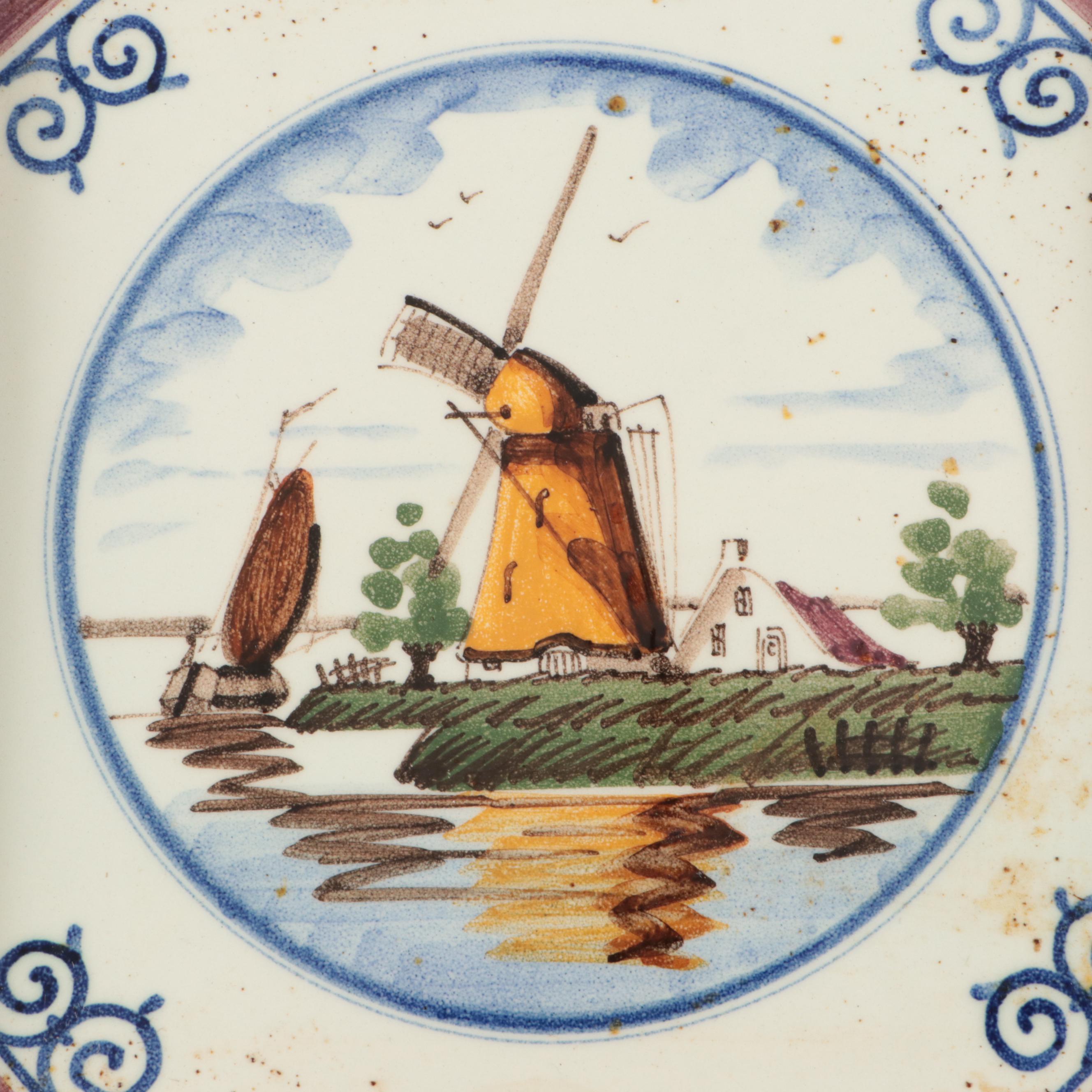 Delft Dutch Windmill Scene Porcelain Tiles