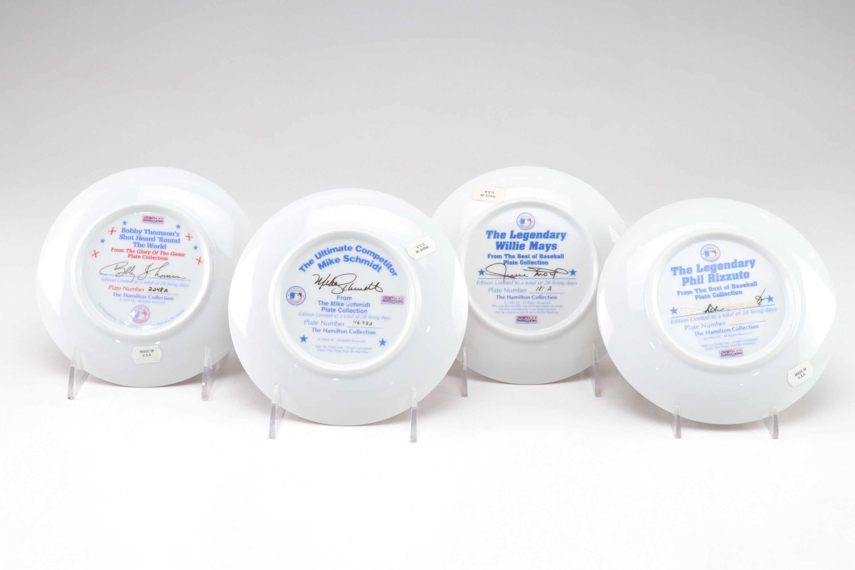 Collectors Plates Featuring Babe Ruthe, Willie Mays & Baseball Legends