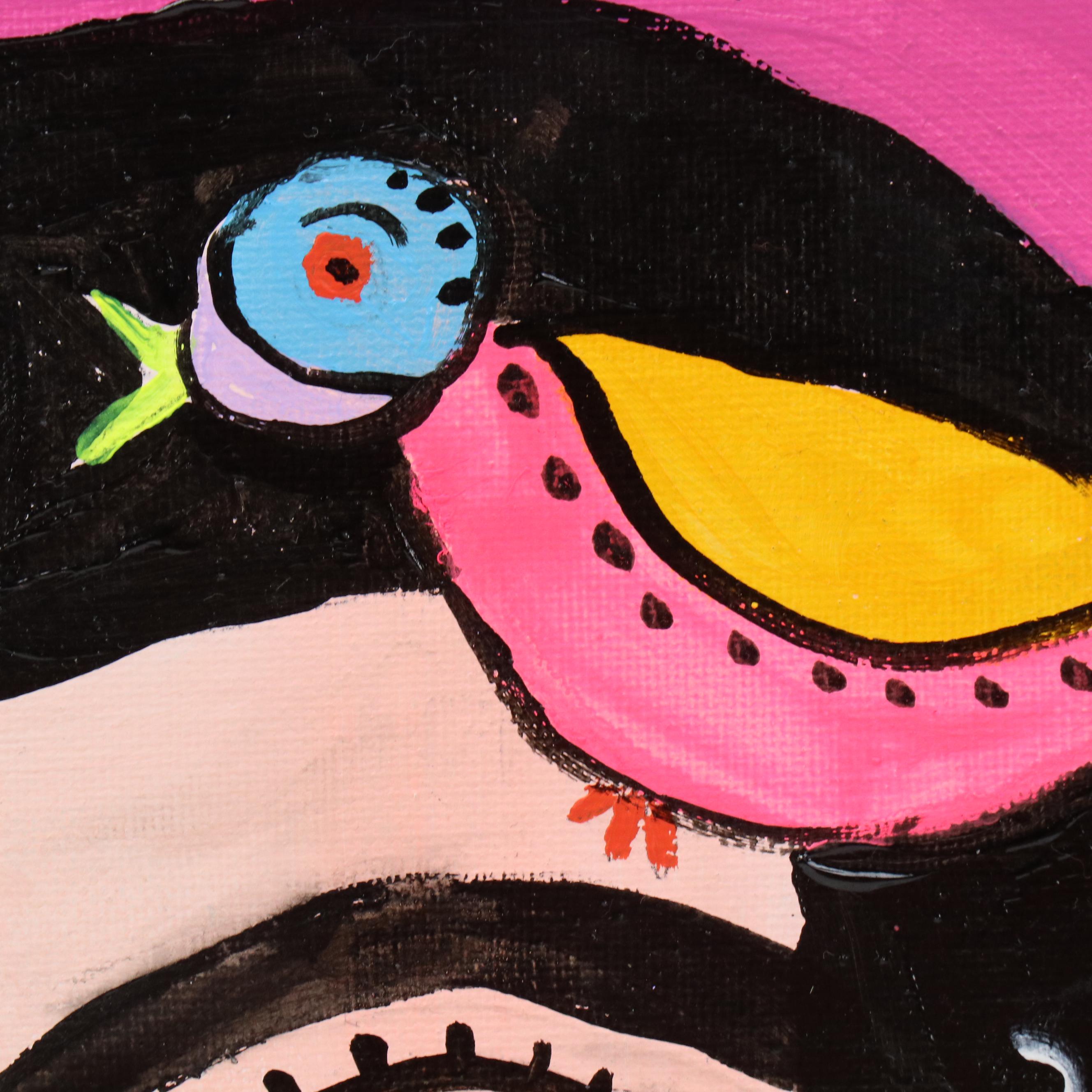 Milagros Pongo Stylized Mixed Media Portrait of Frida Kahlo "Frida II"