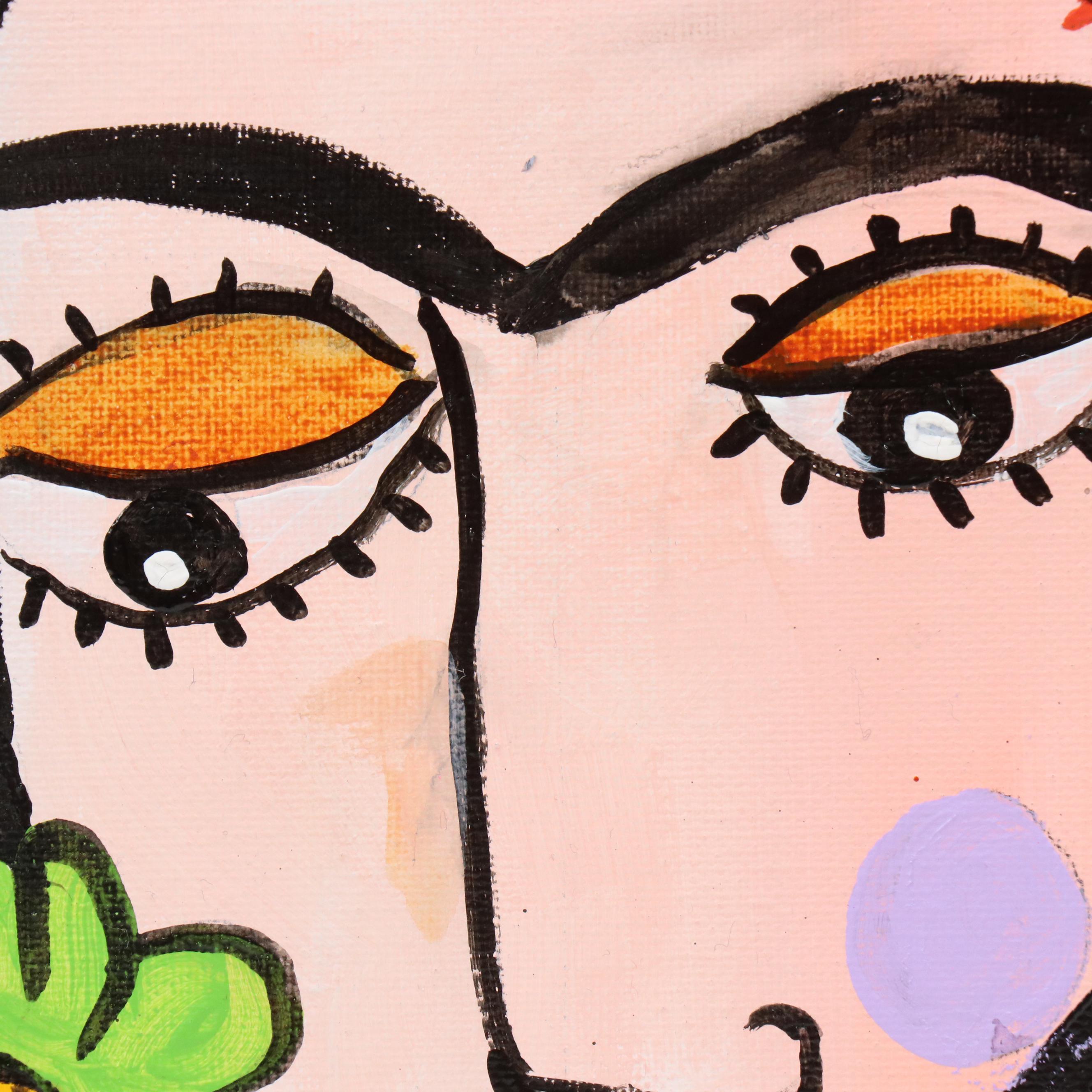 Milagros Pongo Stylized Mixed Media Portrait of Frida Kahlo "Frida II"