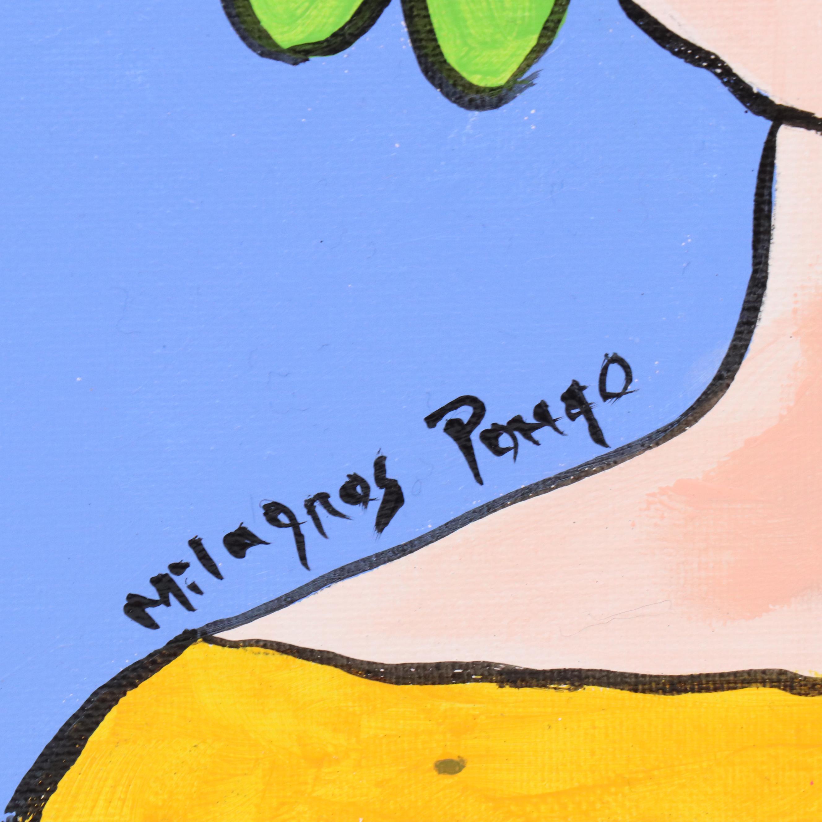 Milagros Pongo Stylized Mixed Media Portrait of Frida Kahlo "Frida II"