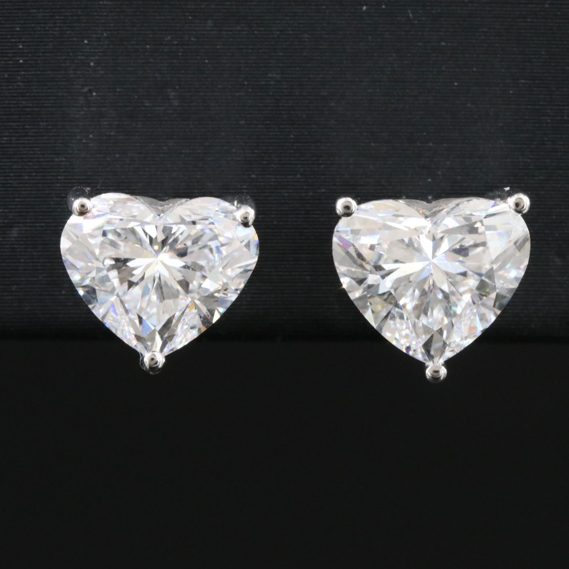Platinum 4.10 CTW Lab Grown Diamond Heart Stud Earrings with IGI Reports