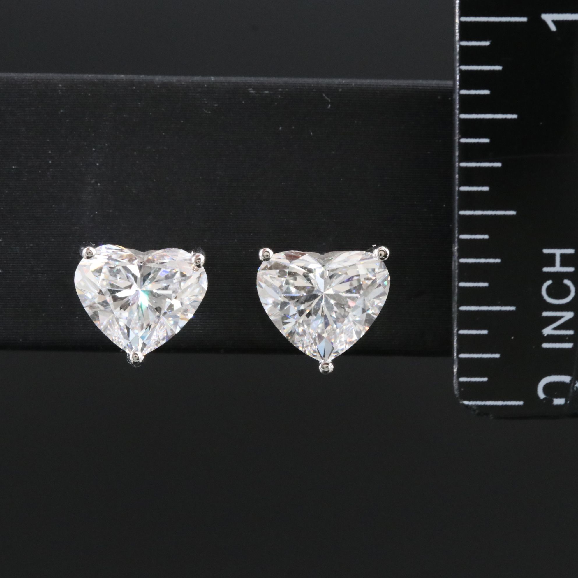 Platinum 4.10 CTW Lab Grown Diamond Heart Stud Earrings with IGI Reports