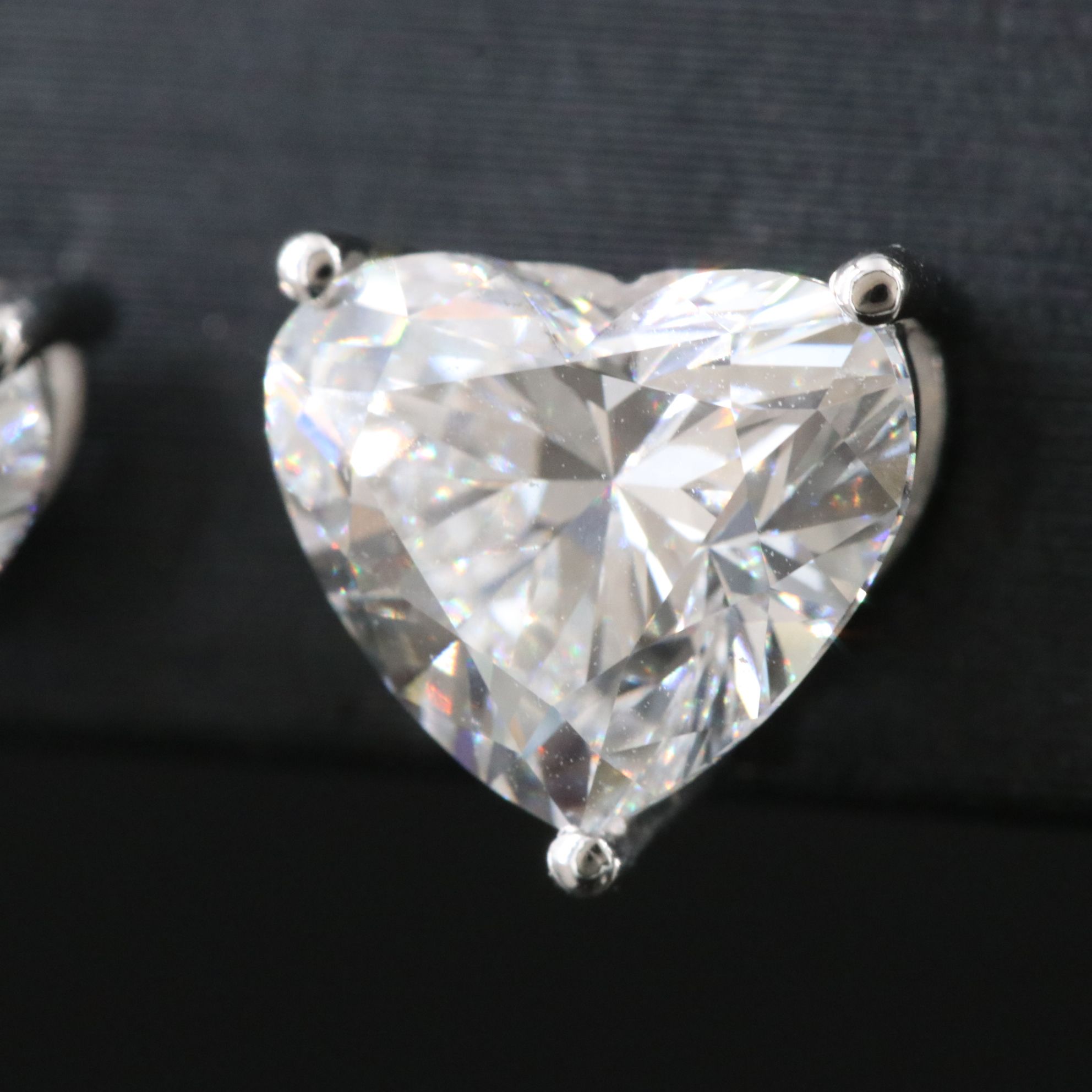Platinum 4.10 CTW Lab Grown Diamond Heart Stud Earrings with IGI Reports