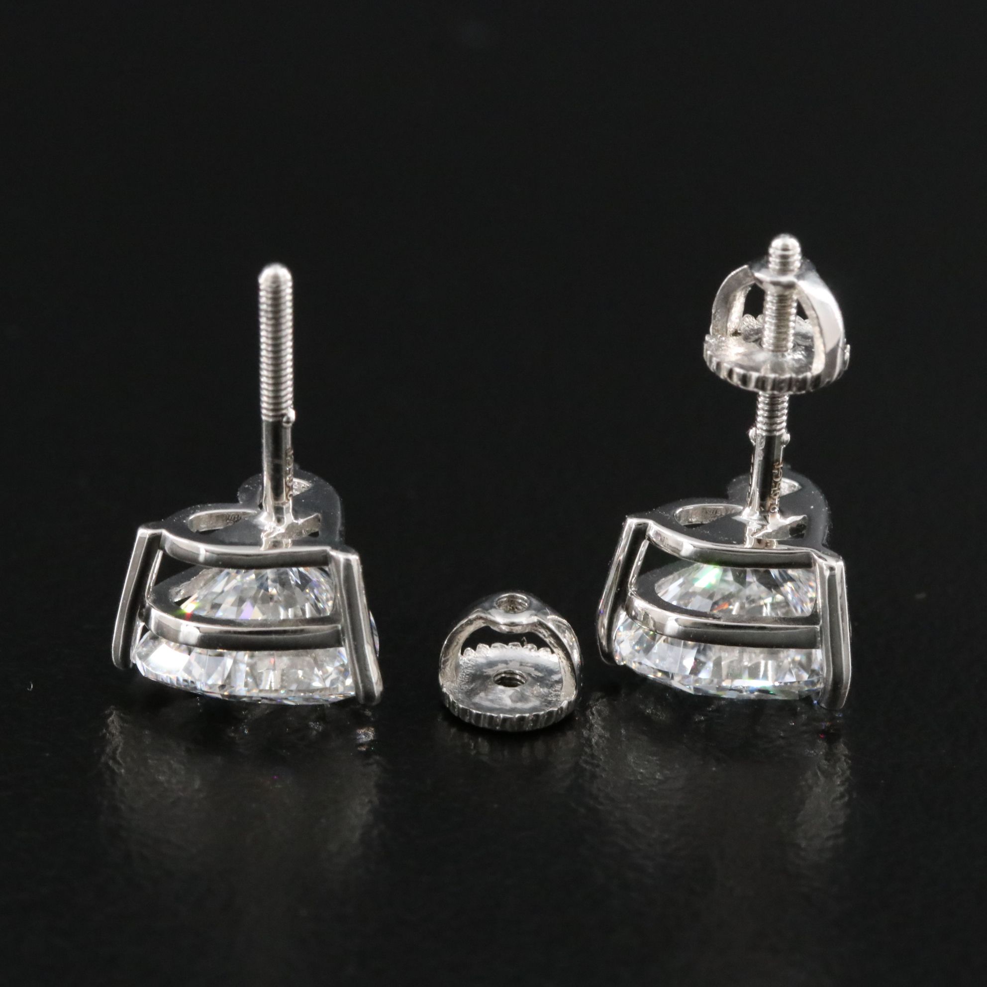 Platinum 4.10 CTW Lab Grown Diamond Heart Stud Earrings with IGI Reports
