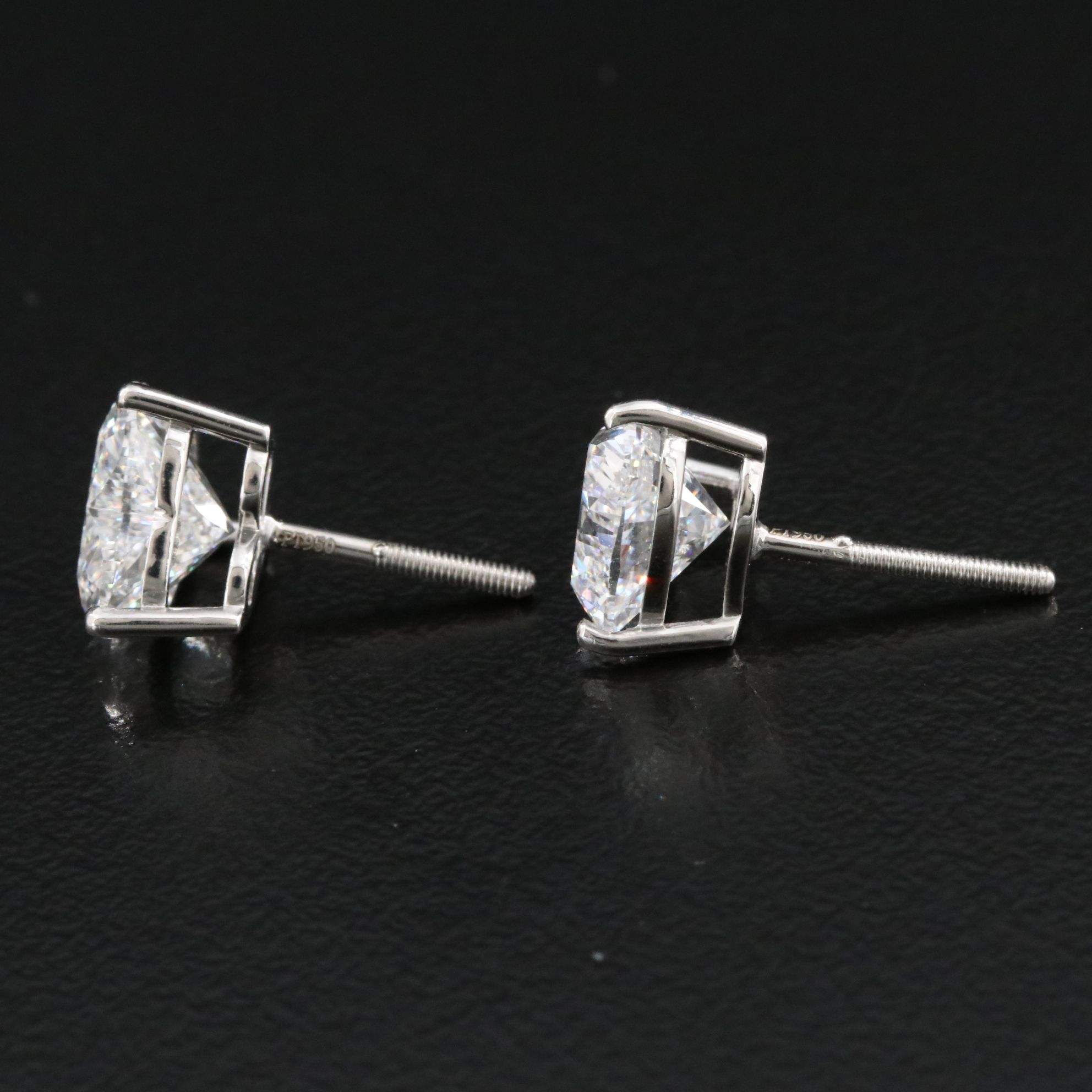 Platinum 4.10 CTW Lab Grown Diamond Heart Stud Earrings with IGI Reports