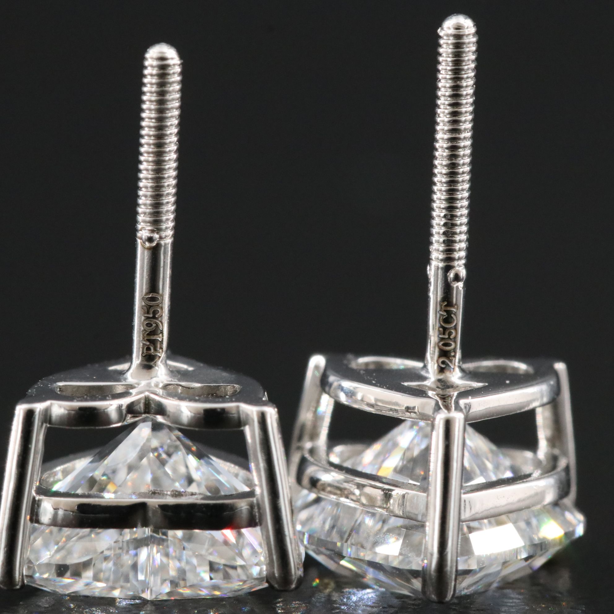 Platinum 4.10 CTW Lab Grown Diamond Heart Stud Earrings with IGI Reports