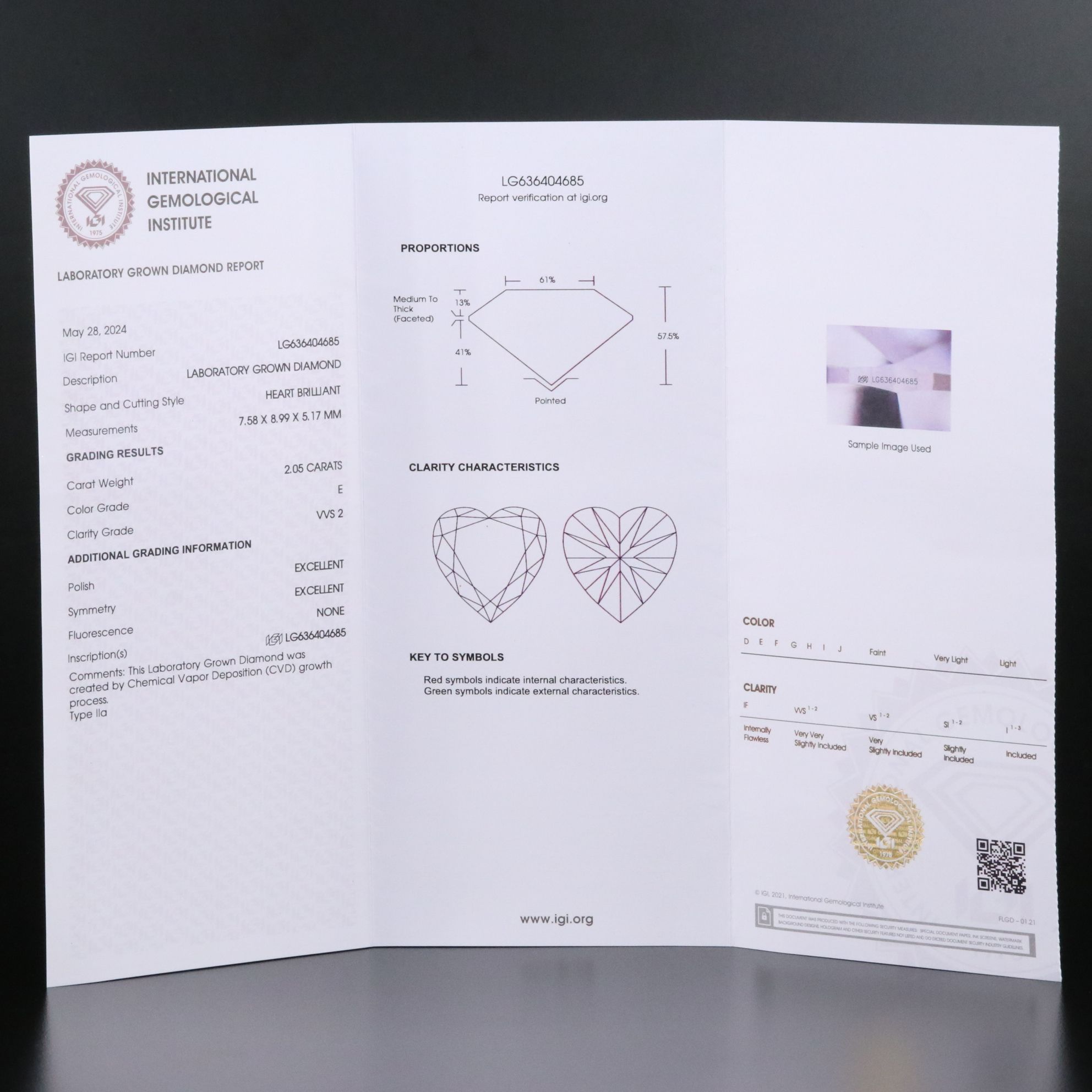 Platinum 4.10 CTW Lab Grown Diamond Heart Stud Earrings with IGI Reports