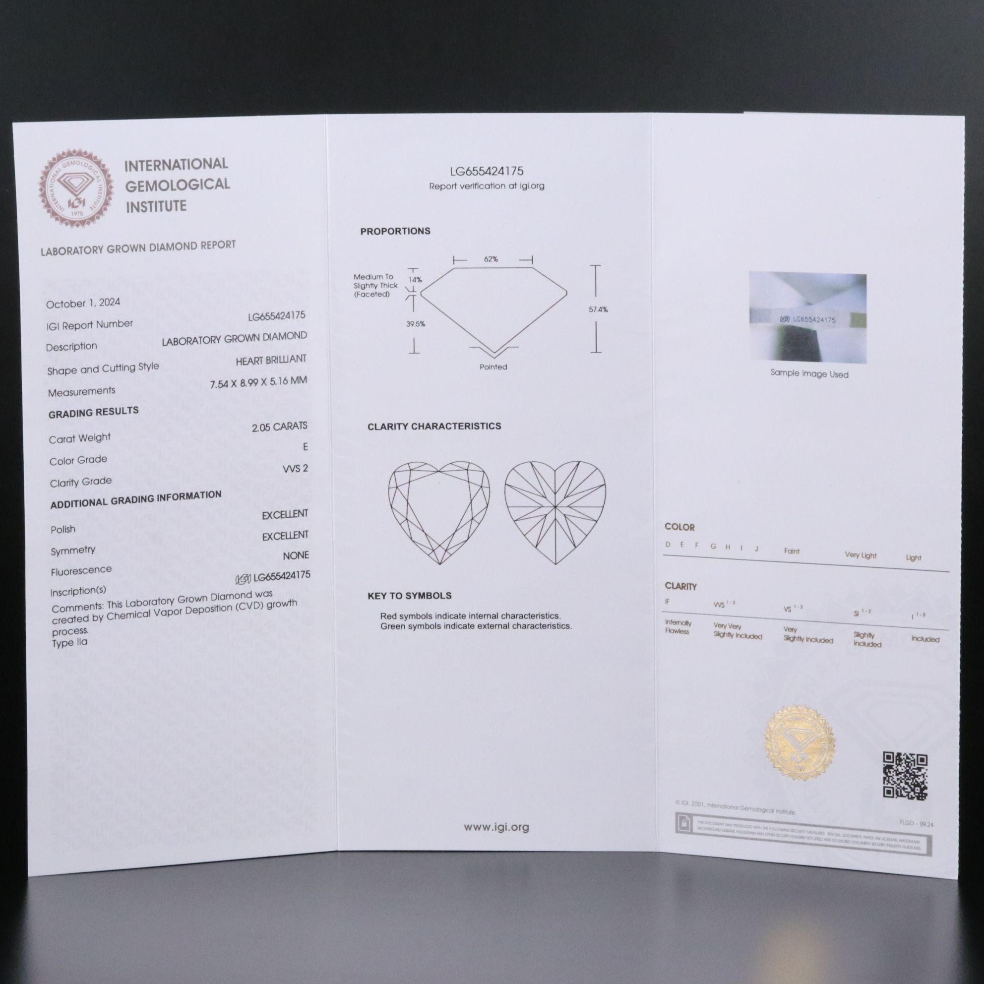Platinum 4.10 CTW Lab Grown Diamond Heart Stud Earrings with IGI Reports