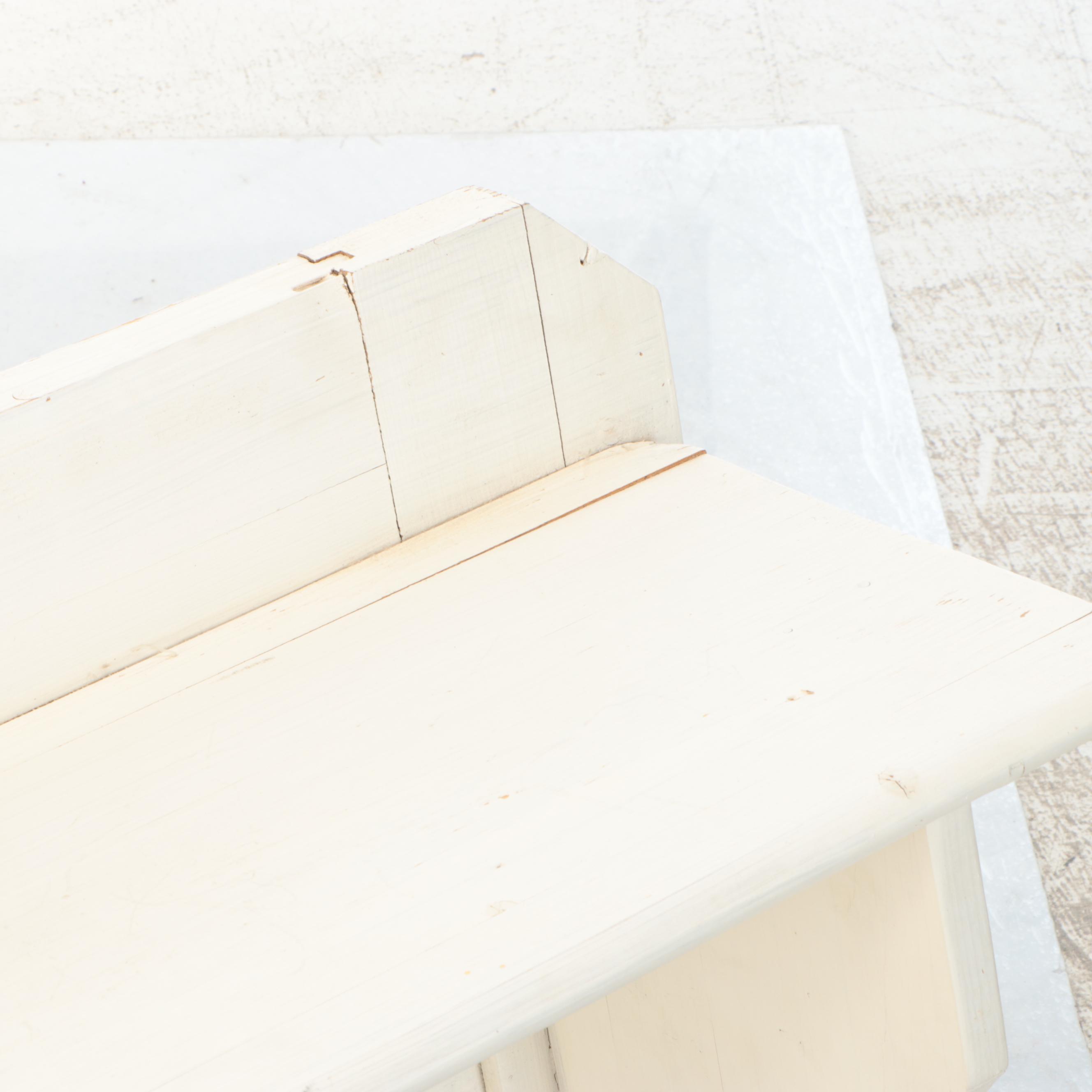 Primitive Style Painted Wood Wall Mounted Coat Rack and Shelf, 20th Century