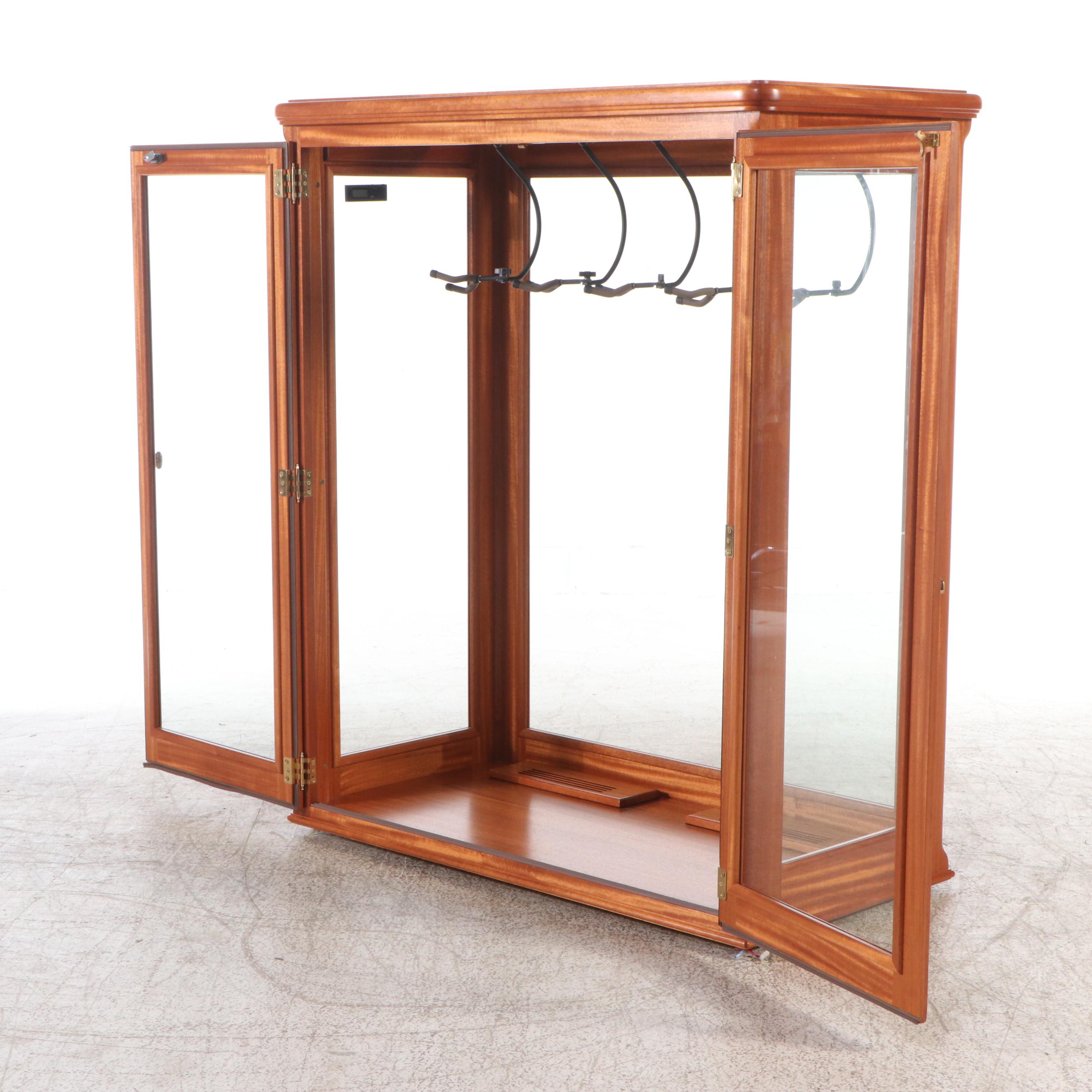 Mahogany and Glass Locking Guitar Cabinet
