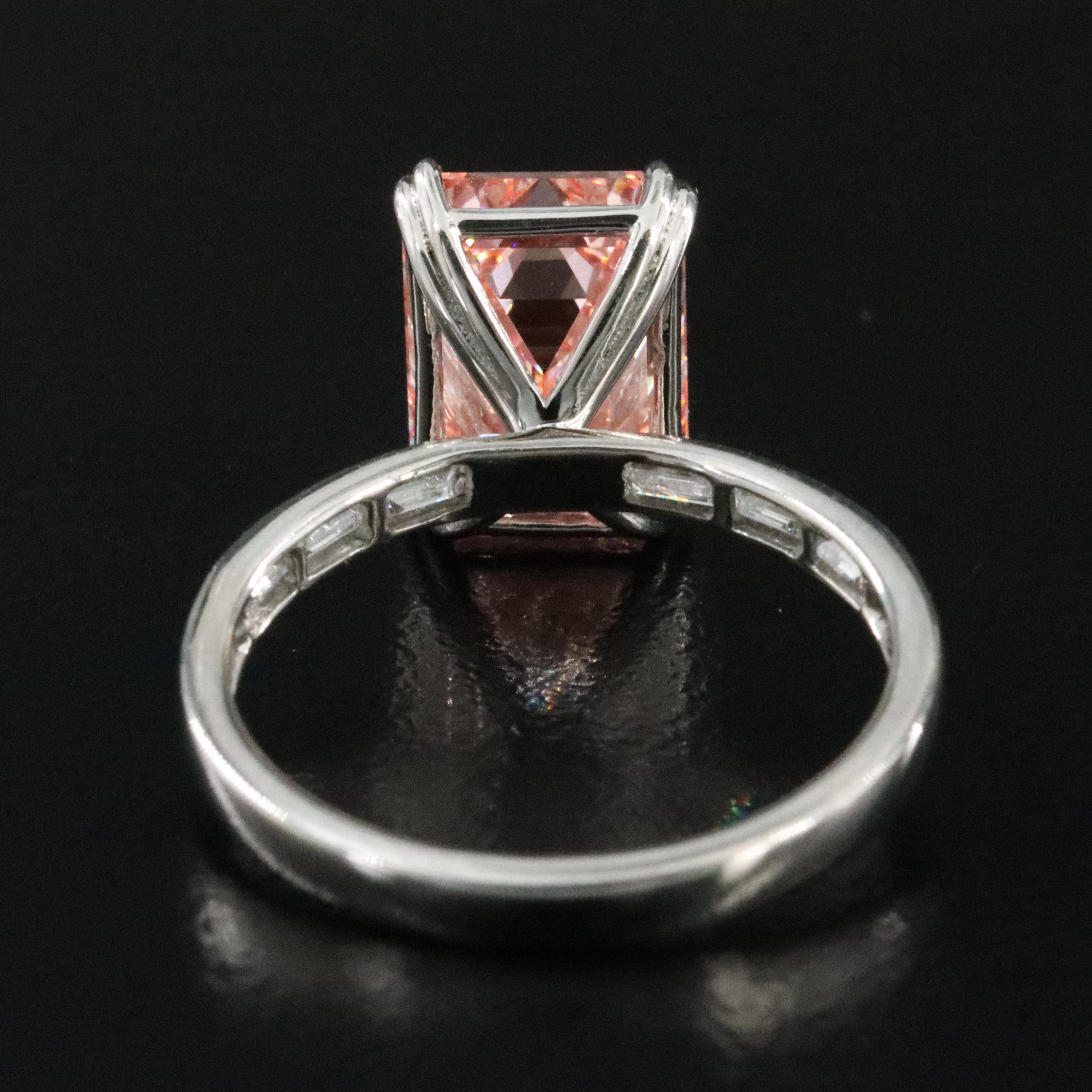 Platinum 4.59 CTW Lab Grown Diamond Ring with Fancy Pink Center and IGI Report