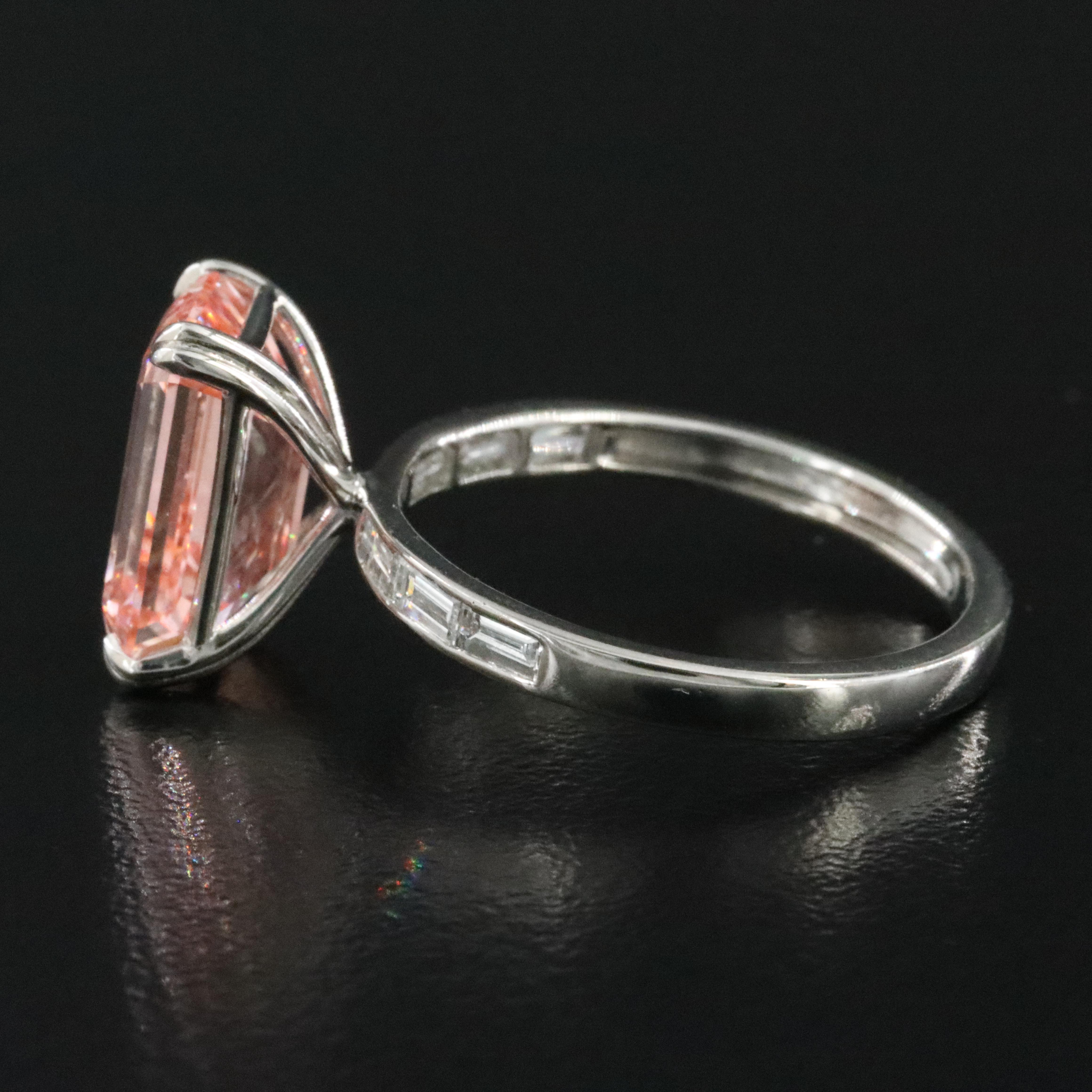 Platinum 4.59 CTW Lab Grown Diamond Ring with Fancy Pink Center and IGI Report