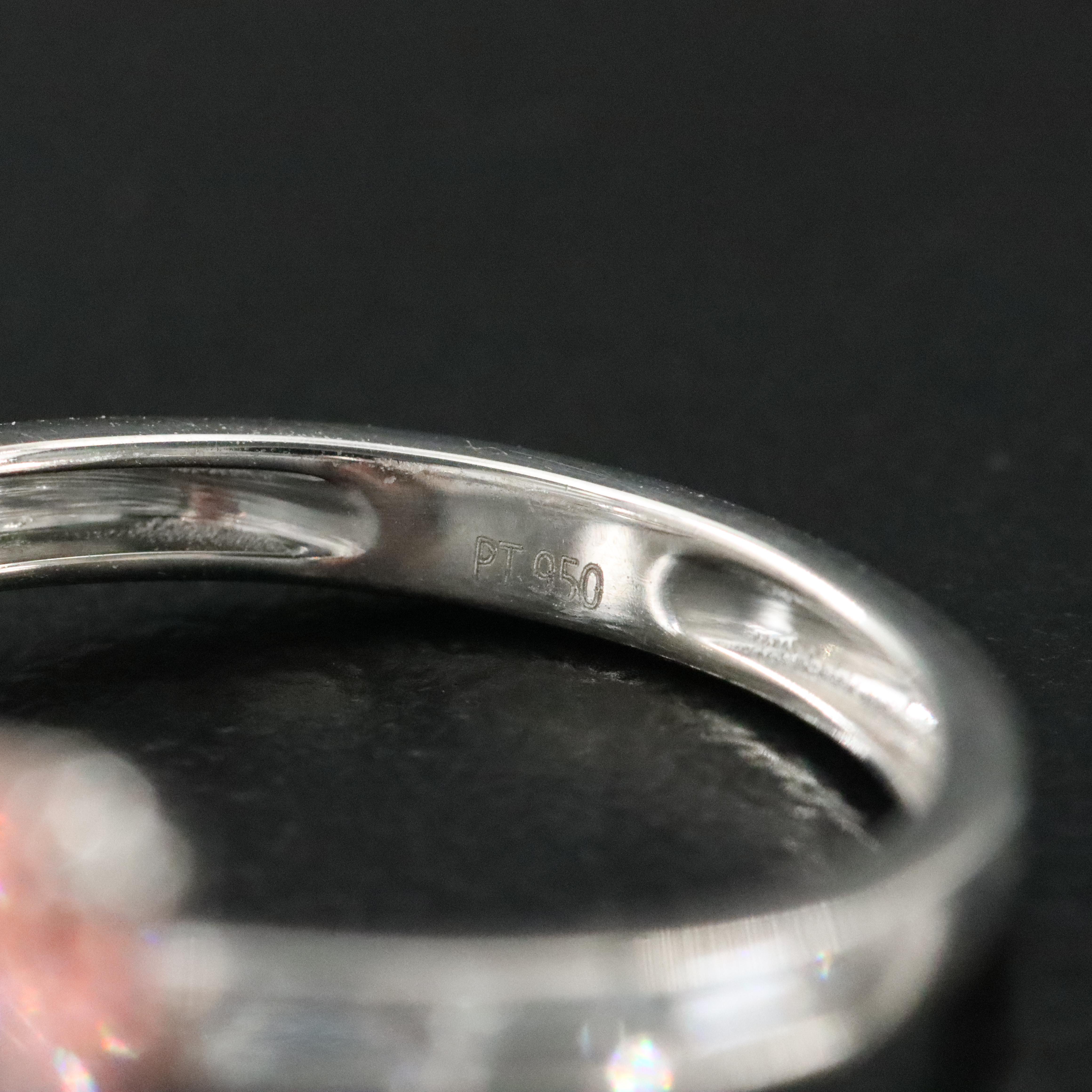 Platinum 4.59 CTW Lab Grown Diamond Ring with Fancy Pink Center and IGI Report