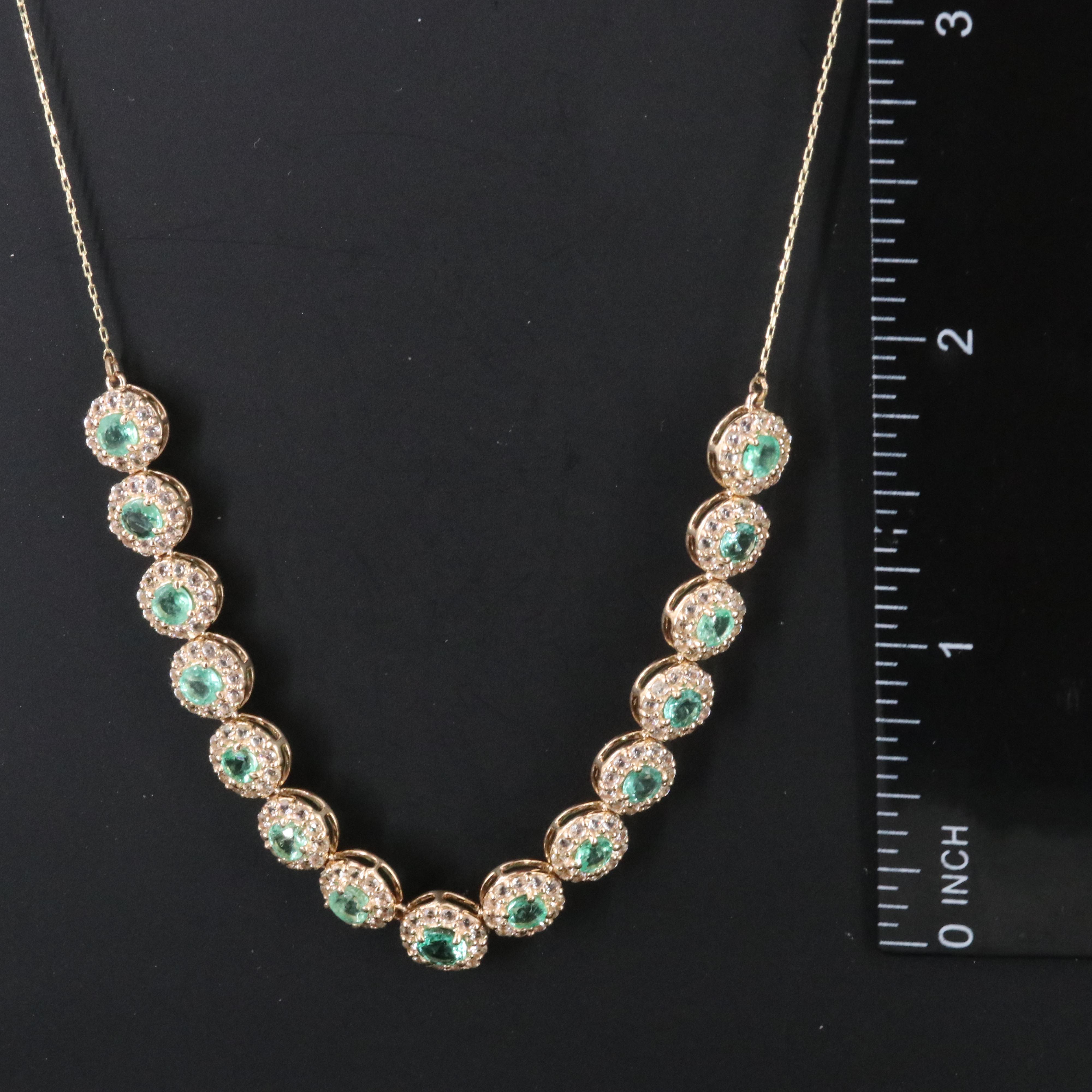 14K Emerald and White Sapphire Necklace