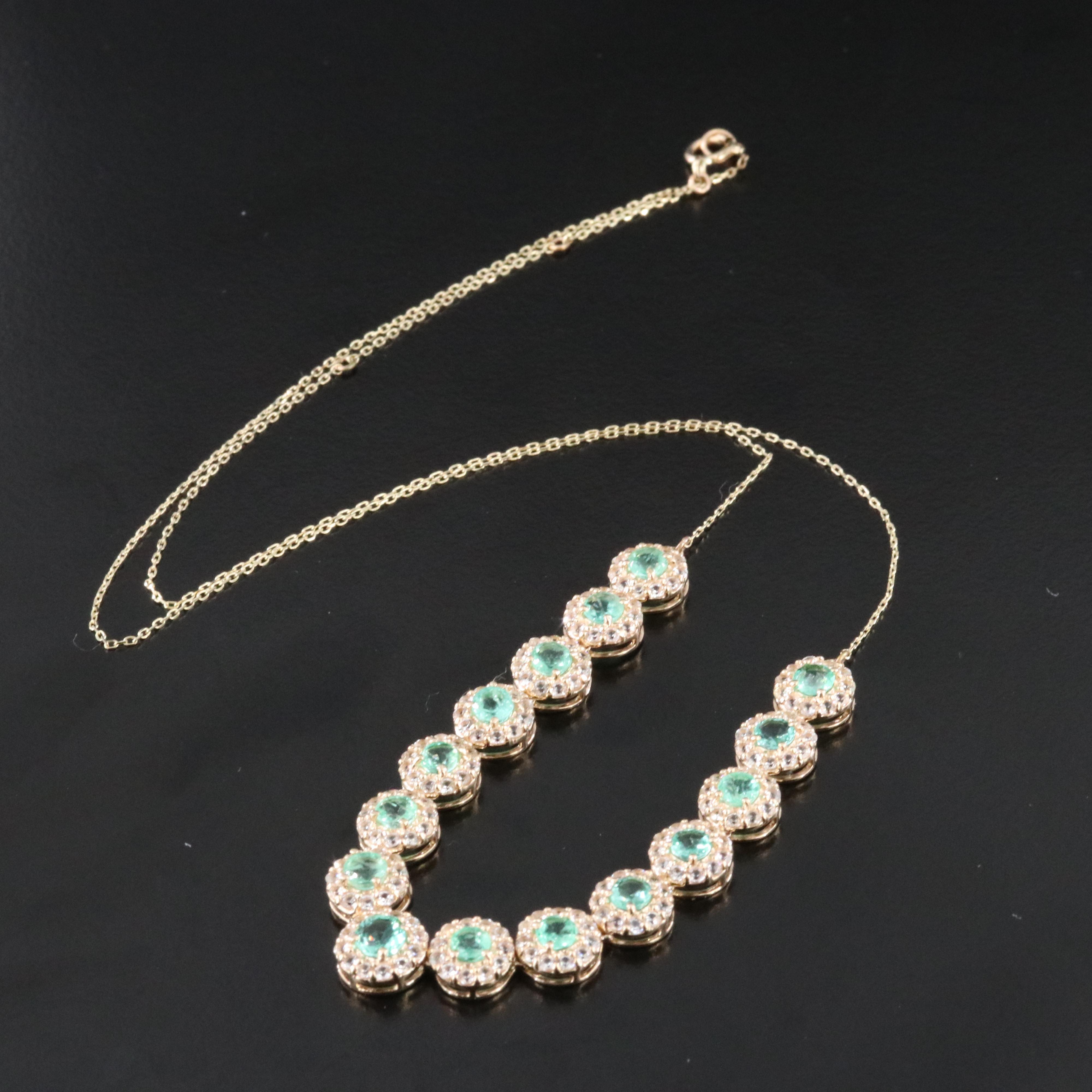 14K Emerald and White Sapphire Necklace