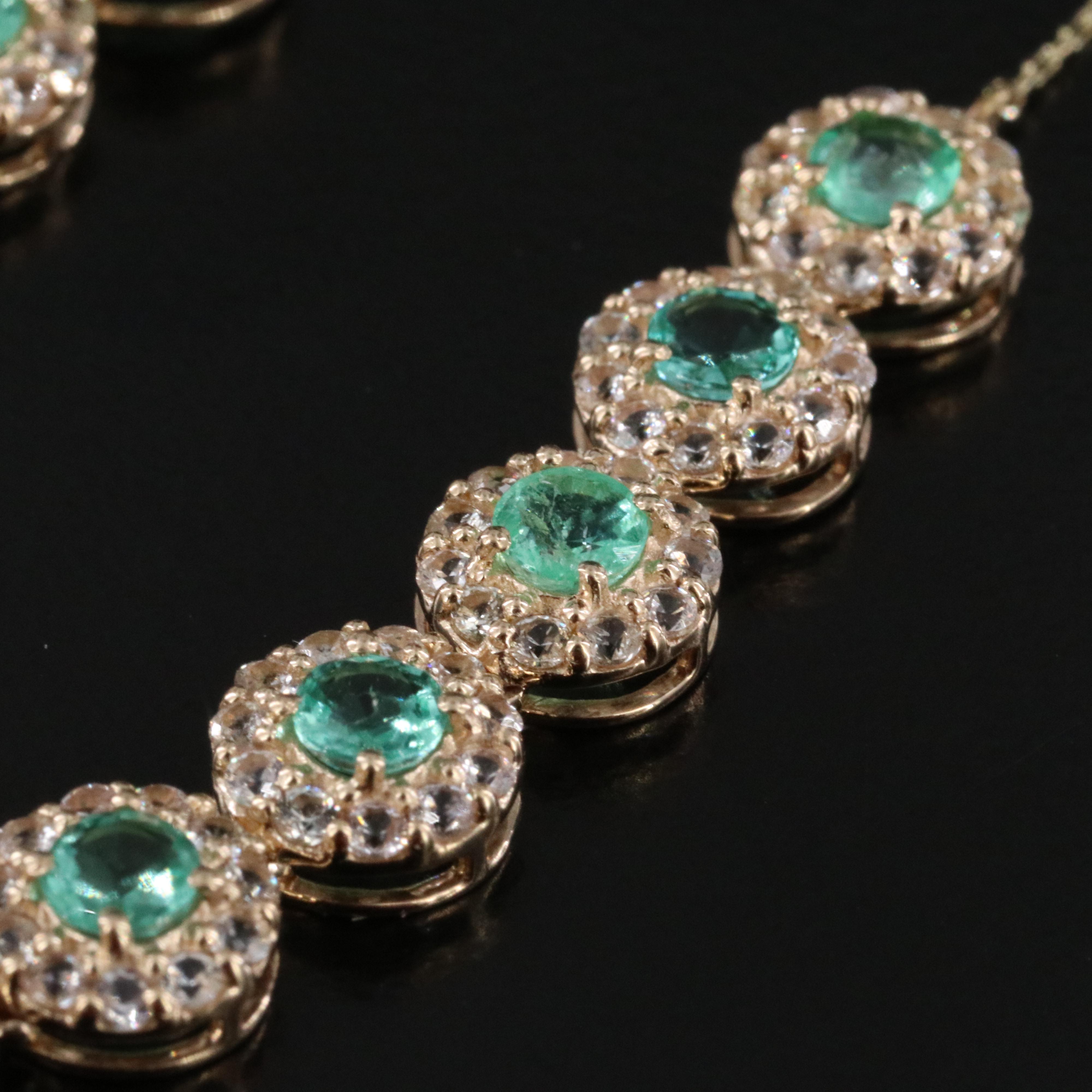 14K Emerald and White Sapphire Necklace